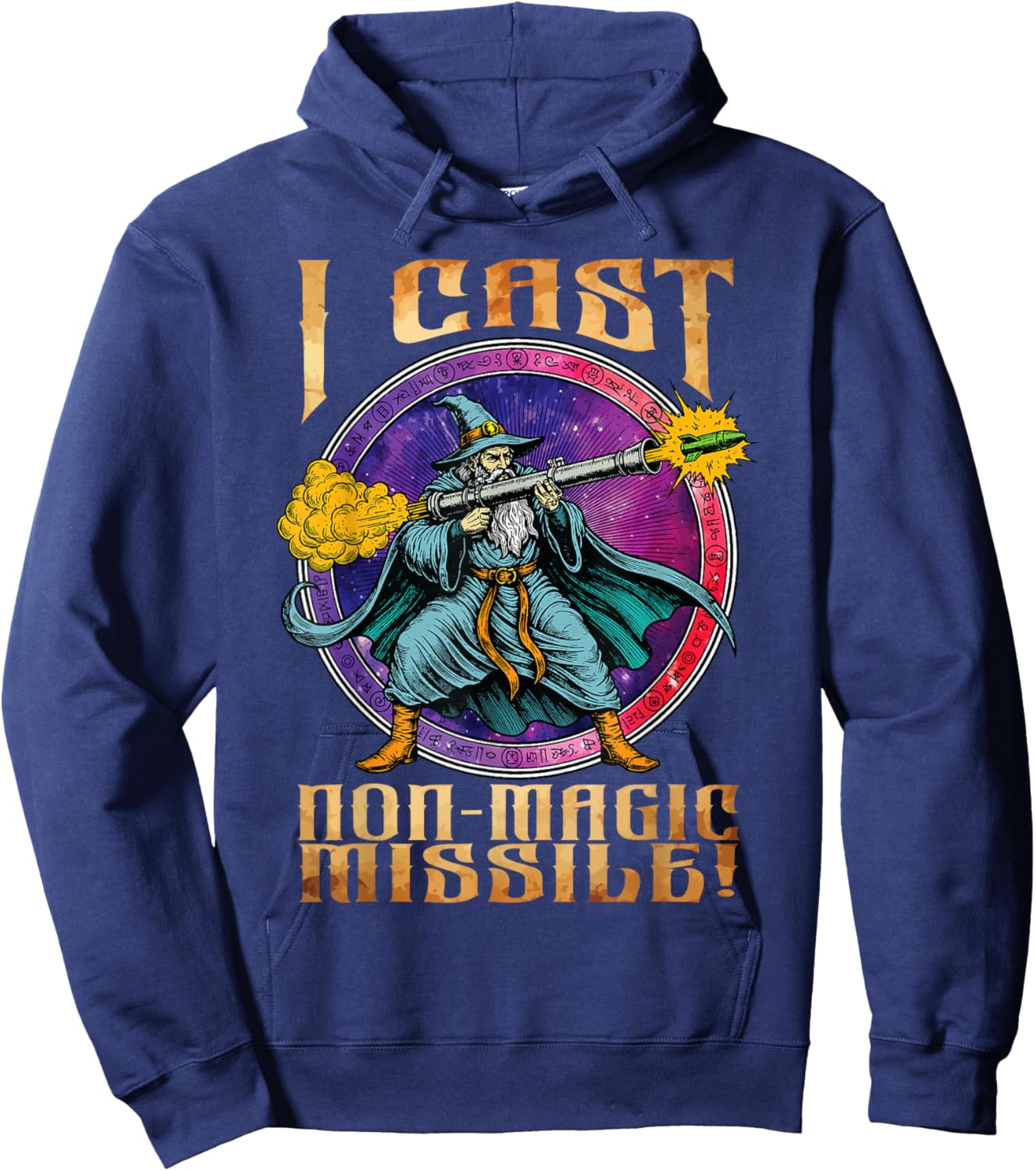 Funny Wizard Meme I Cast Non-Magic Missile Parody Retro Hoodie - Hoodie | Navy