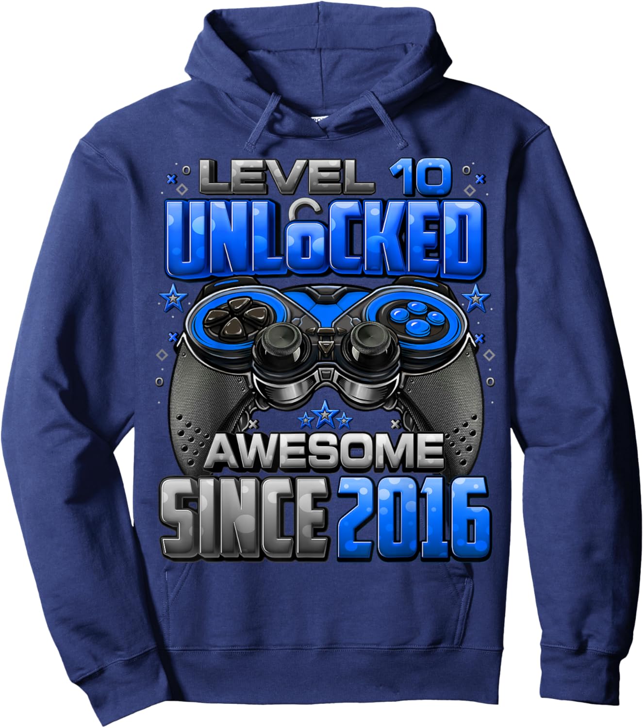 Level 10 Unlocked Awesome Since 2016 10th Birthday Gaming Hoodie - Hoodie | Navy