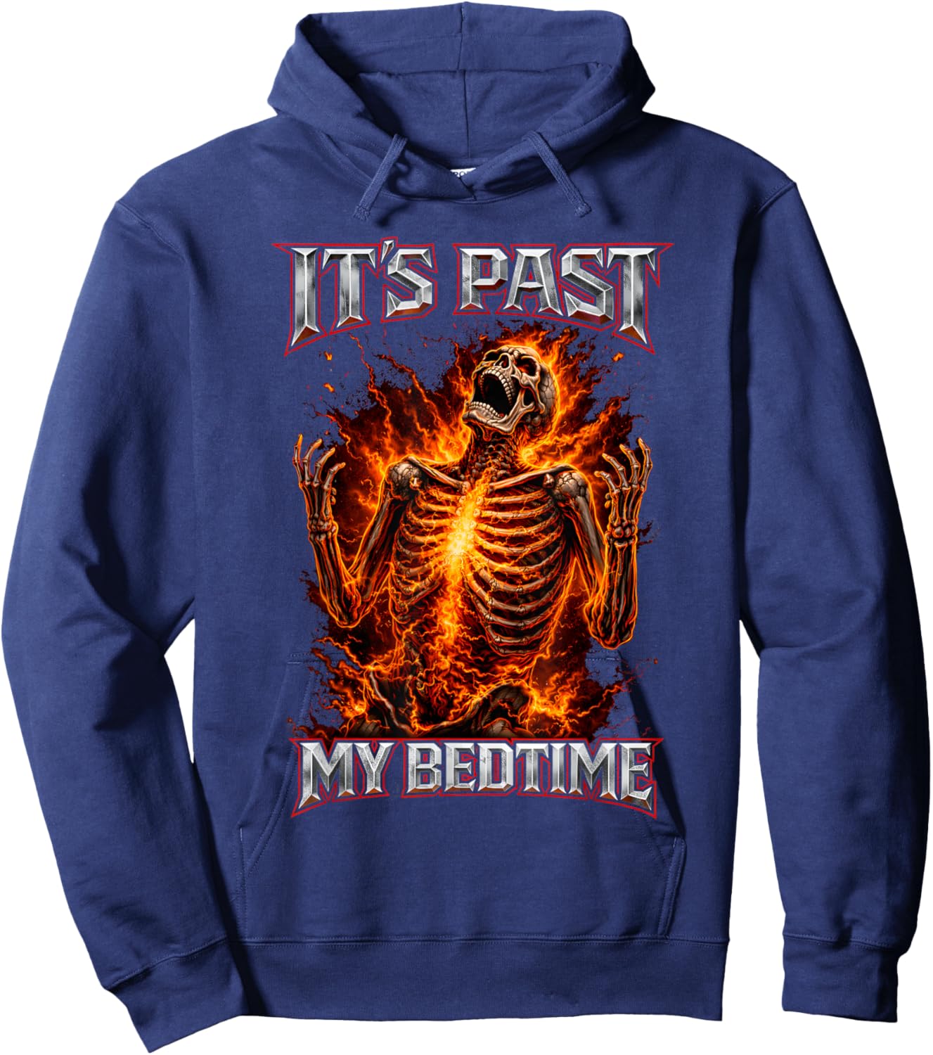 It's Past My Bedtime Funny Skeleton Meme Ironic Sleepy Tired Hoodie - Hoodie | Navy