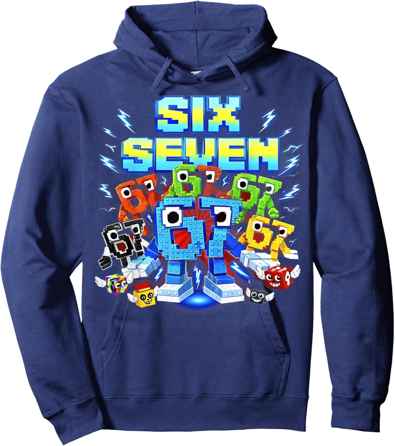 Six Seven Brainrot Birthday Boy Funny Gifts for Boys Kids Hoodie - Hoodie | Navy