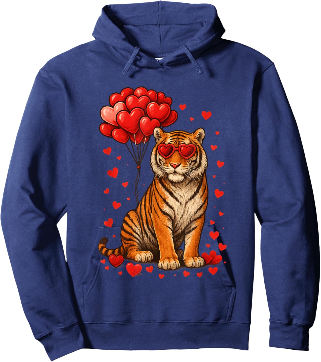 Funny Tiger Valentine's Day Heart Animals Lover Gifts Hoodie - Hoodie | Navy
