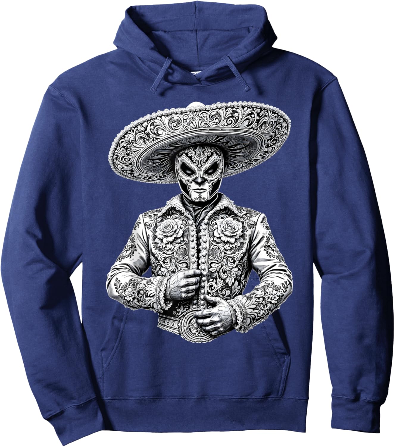 Elegant Lucha Libre Charro Hoodie - Hoodie | Navy