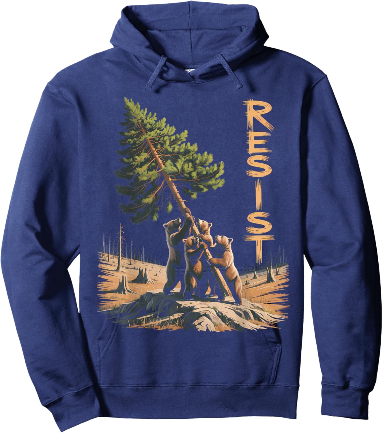 Resist Bear ALT US National Park Conservation Activism Love Hoodie - Hoodie | Navy