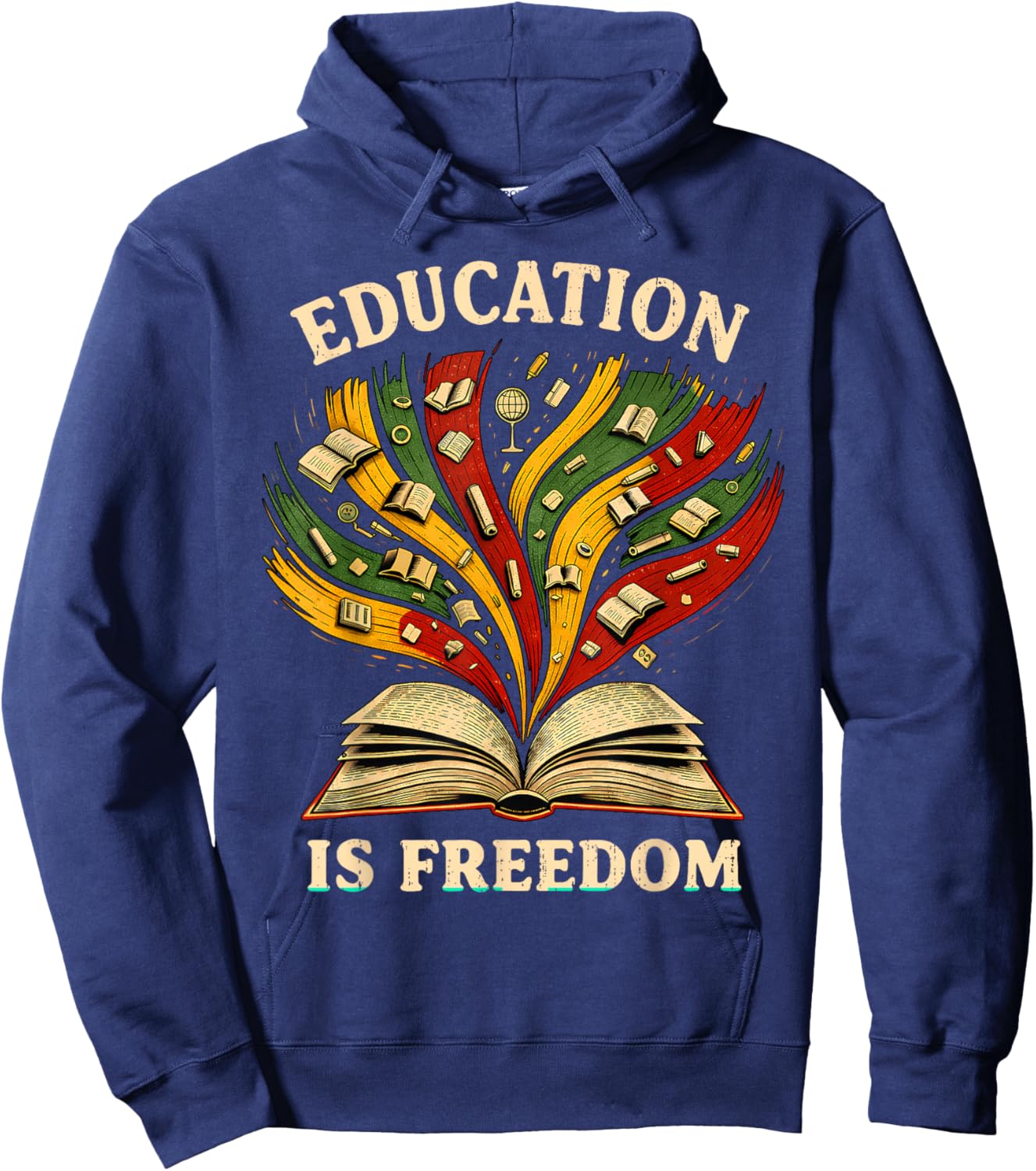 Education is Freedom Black History Teacher Melanin African Hoodie - Hoodie | Navy