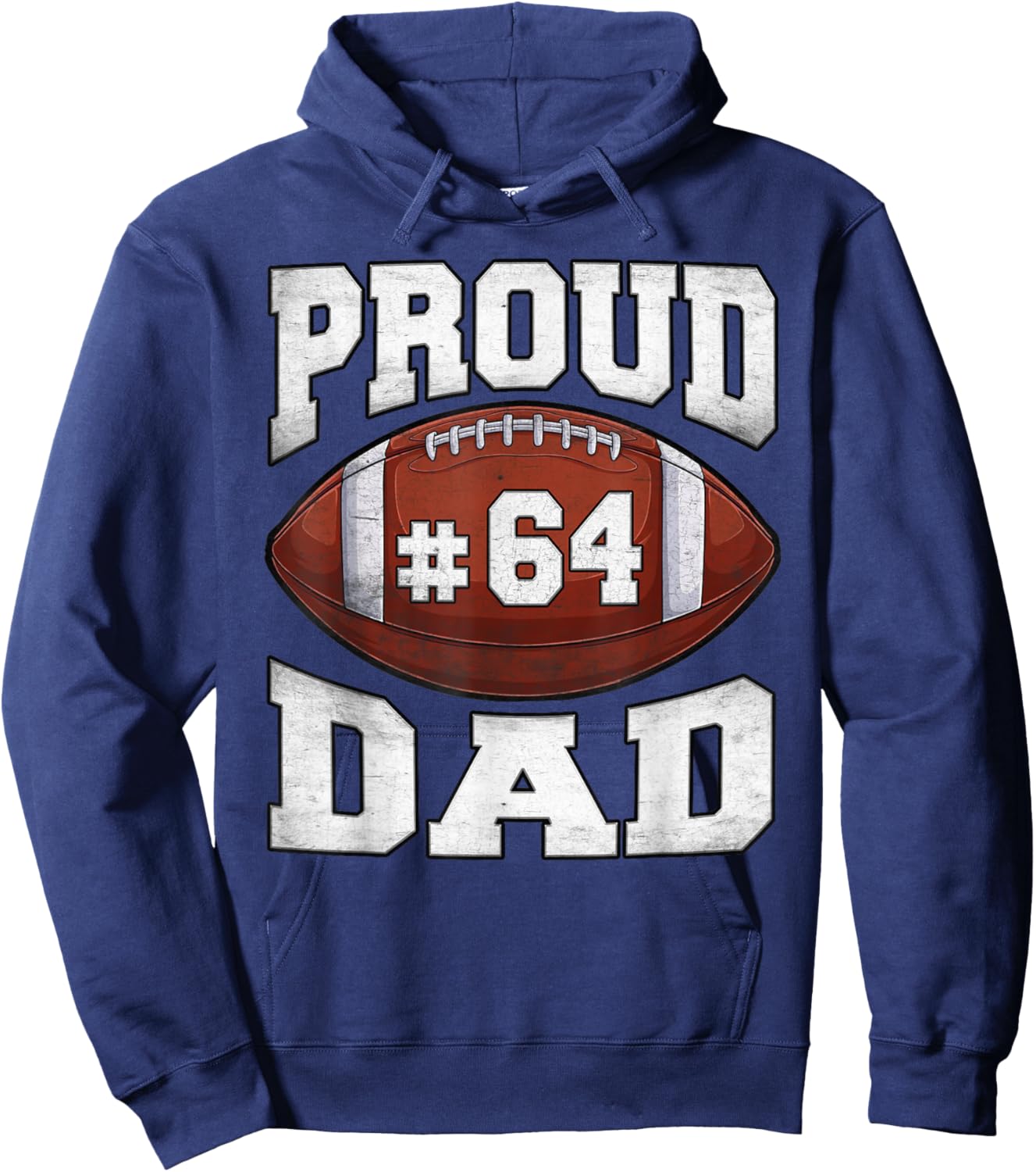 Proud Dad Football Jersey Number 64 High School Sports Hoodie - Hoodie | Navy