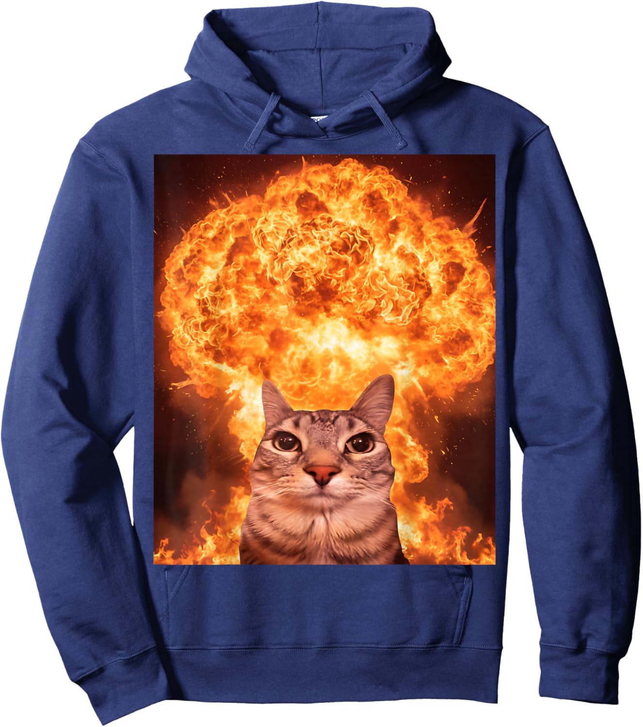 Funny Cat Meme Boys Girls Kids Women Men Teens Silly Graphic Hoodie - Hoodie | Navy