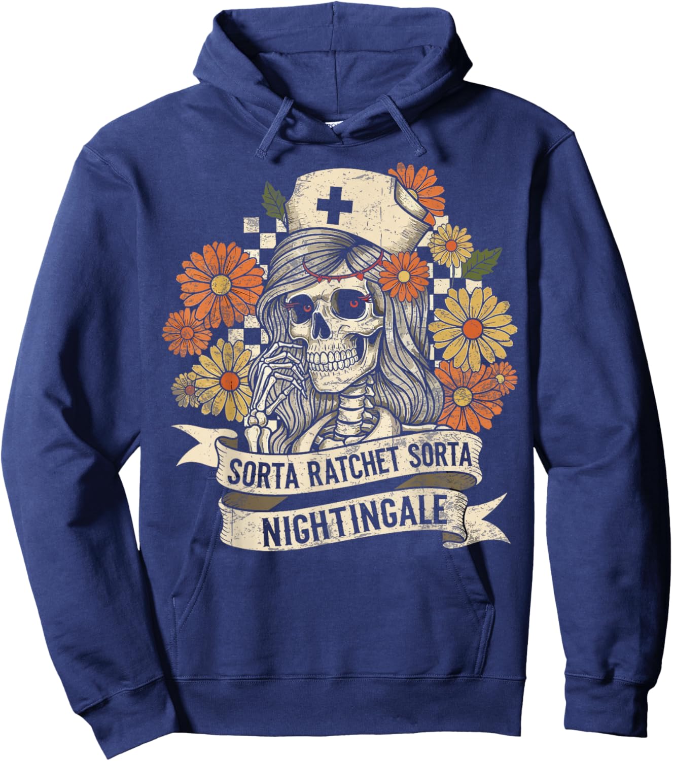 Sorta Ratchet Sorta Nightingale Skeleton Nurse Halloween Hoodie - Hoodie | Navy