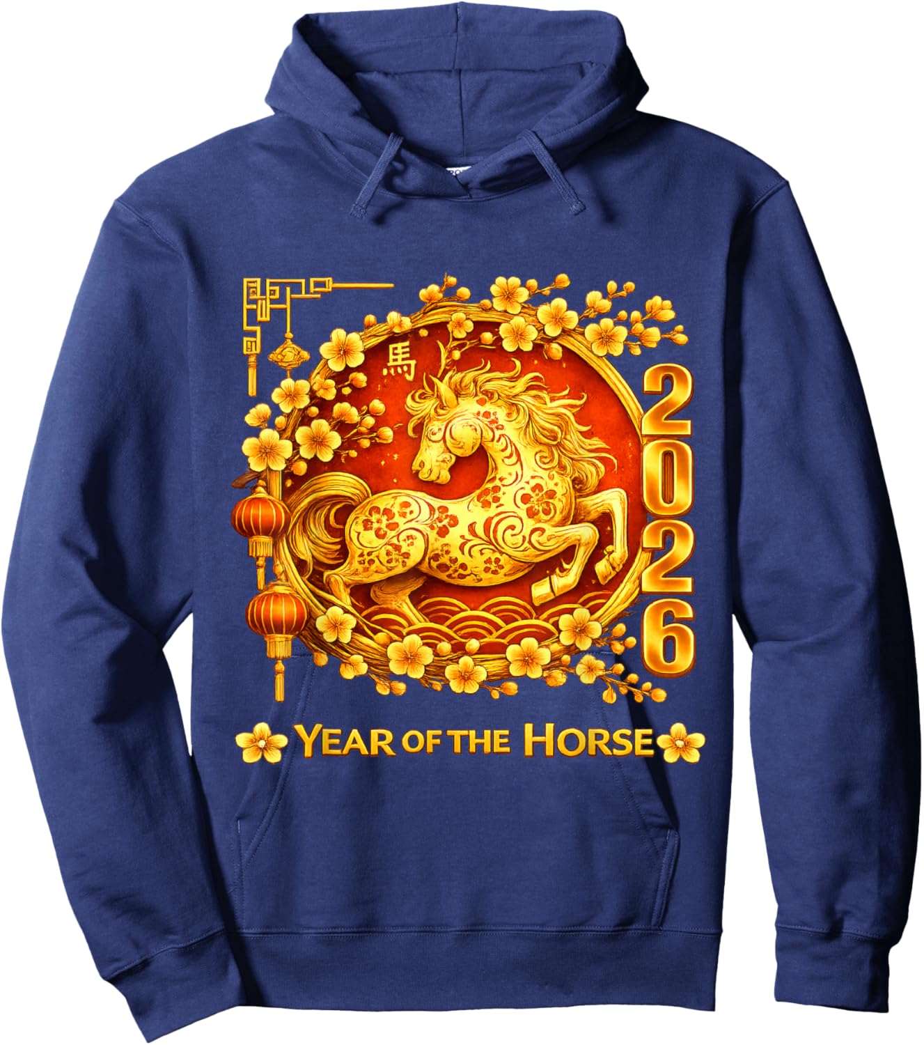 Chinese New Year 2026 Year of The Horse Lunar New Year 2026 Hoodie - Hoodie | Navy
