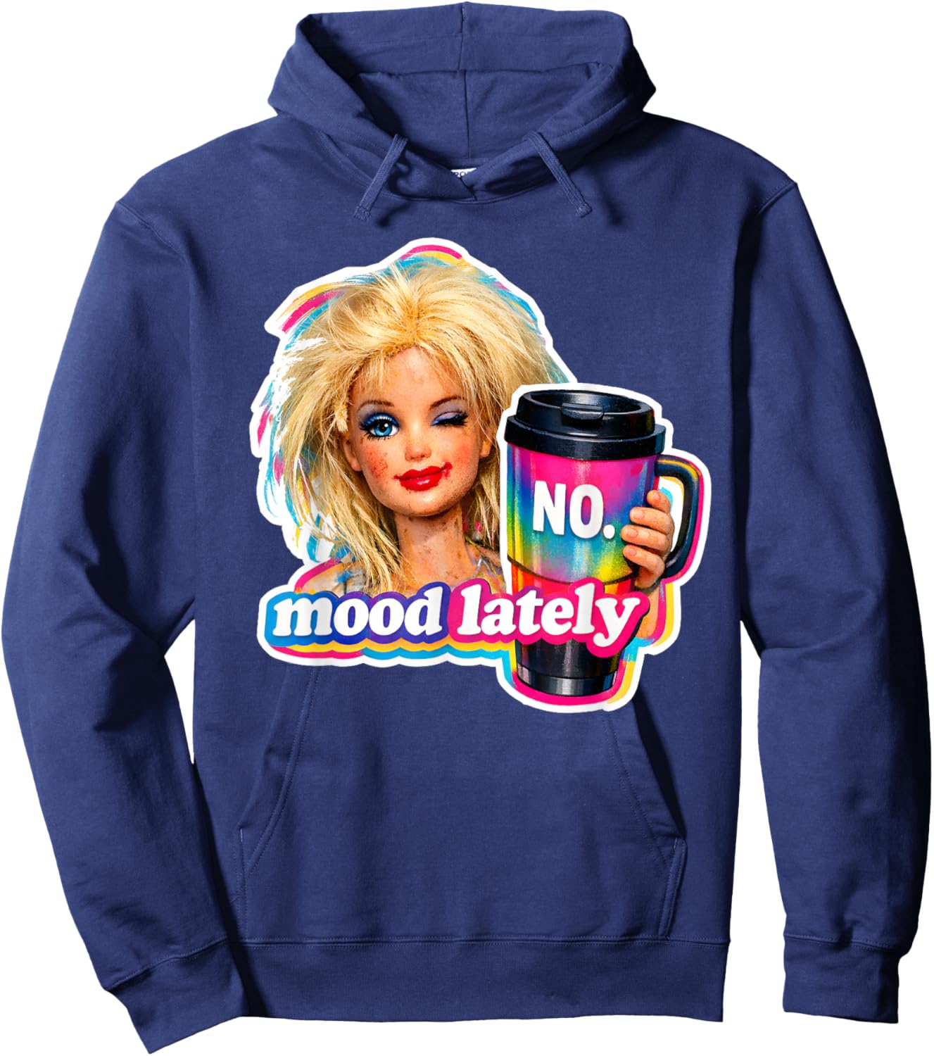 Retro Doll Face Meme Dolls Plastic Digusting Doll Face Meme Hoodie - Hoodie | Navy