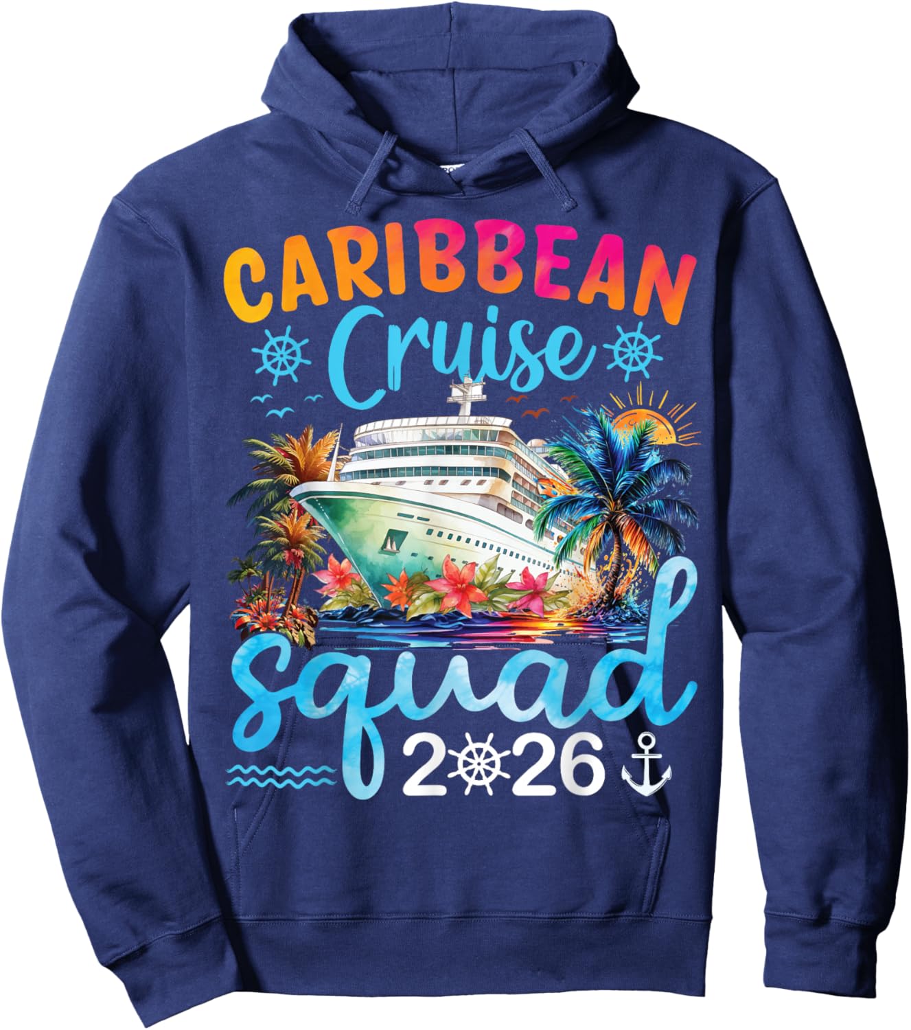 Caribbean Cruise Squad 2026 Matching Family Cruising Trip Hoodie - Hoodie | Navy