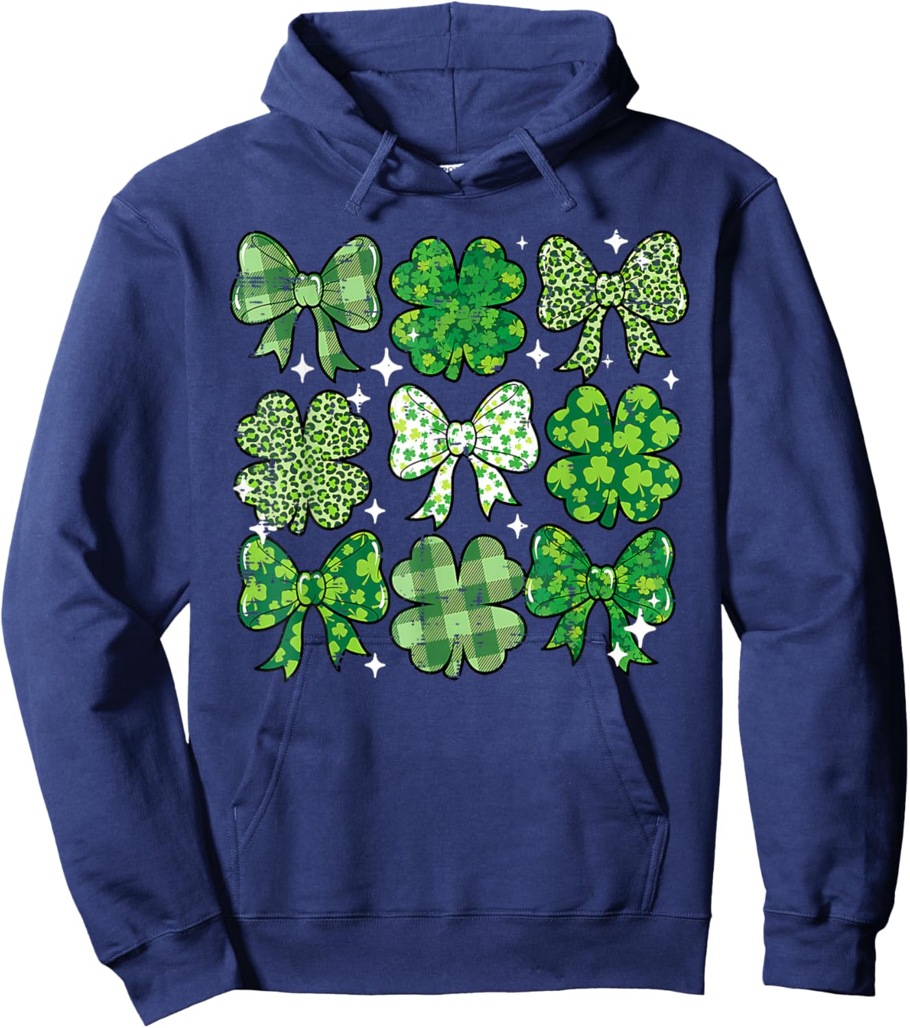 St Patricks Day Bow Coquette Saint Paddys Girls Kids Women Hoodie - Hoodie | Navy