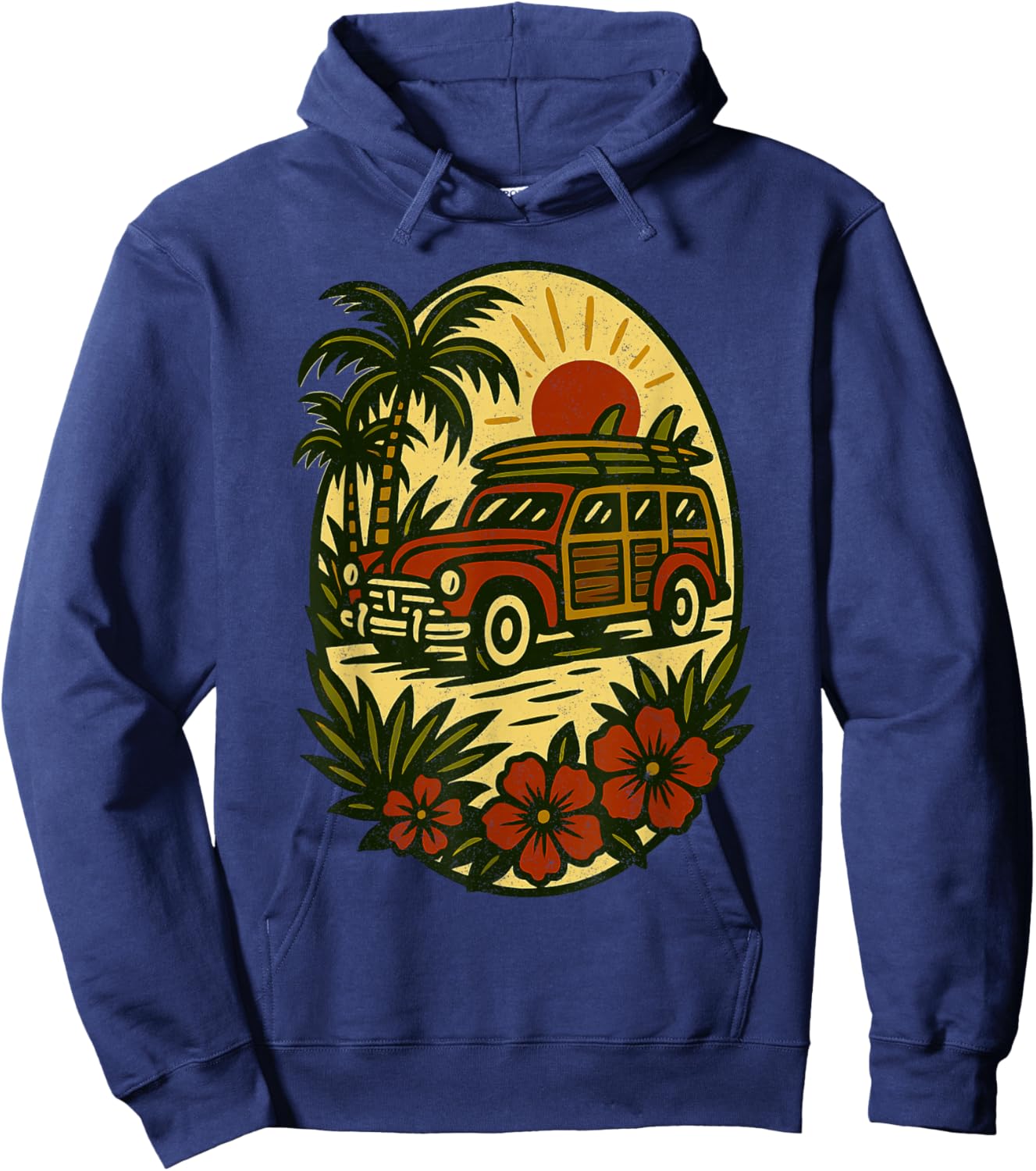 Woody Surfer Van | Traditional Tattoo Art Hoodie - Hoodie | Navy