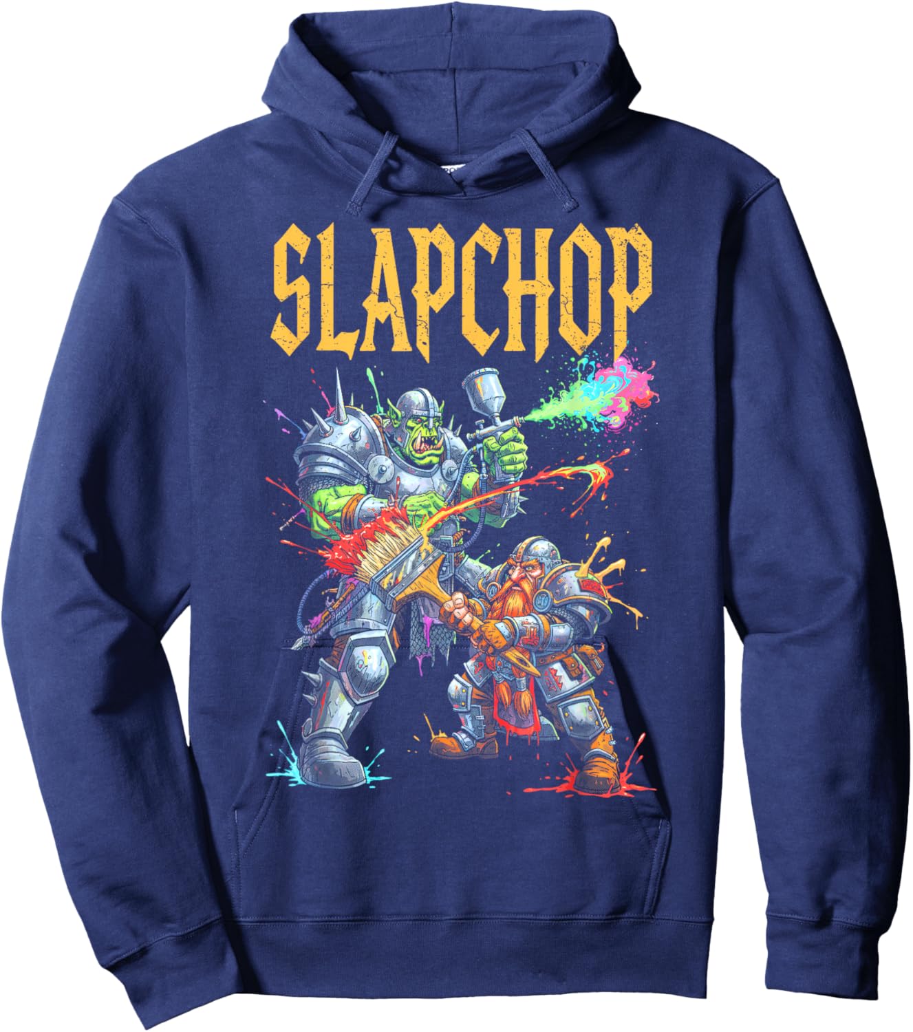 Mini Painter Slapchop Fantasy Miniature Orc Dwarf Airbrush Hoodie - Hoodie | Navy