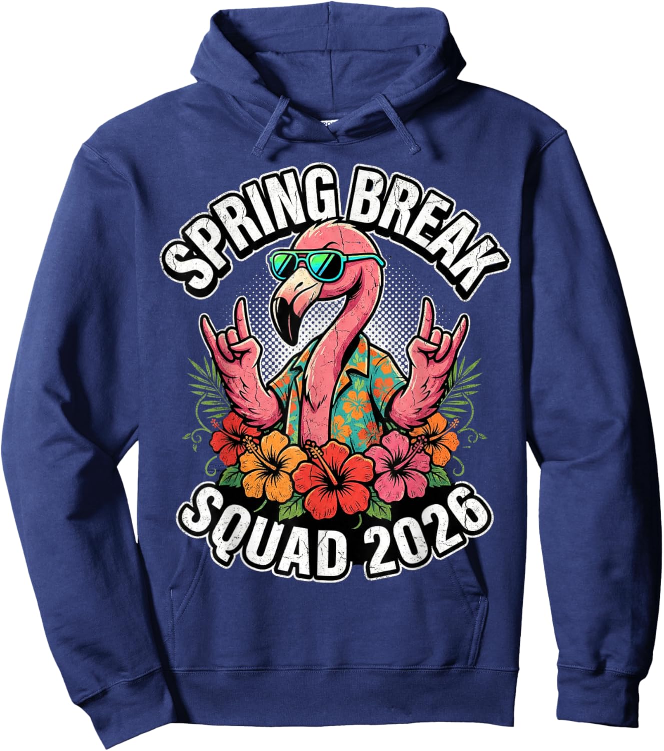Spring Break Squad 2026 Flamingo Funny Matching Group Trip Hoodie - Hoodie | Navy