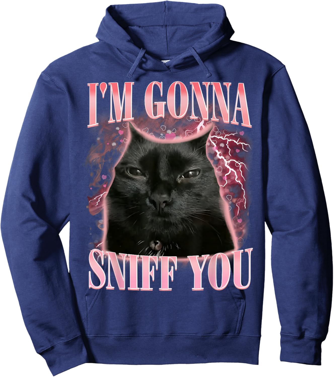 Funny I'm Gonna Sniff You Vintage Humor Cat Meme Men Women Hoodie - Hoodie | Navy