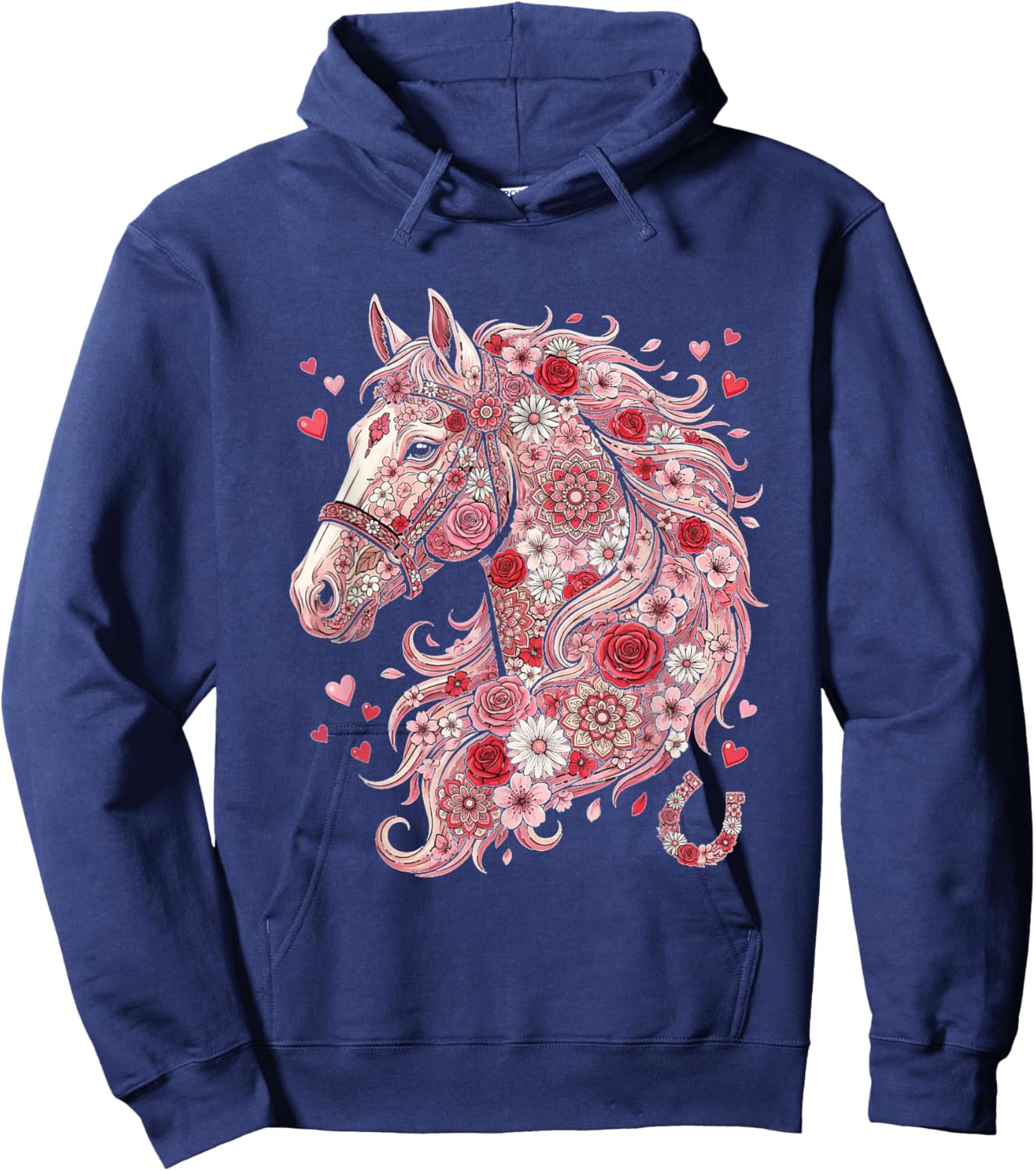Love Horse Valentine Cute Horses Lover Valentines Day Hoodie - Hoodie | Navy