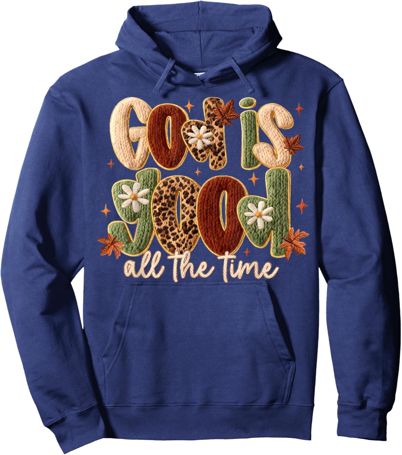Leopard God is Good All The Time Thanksgiving Thankful Fall Hoodie - Hoodie | Navy