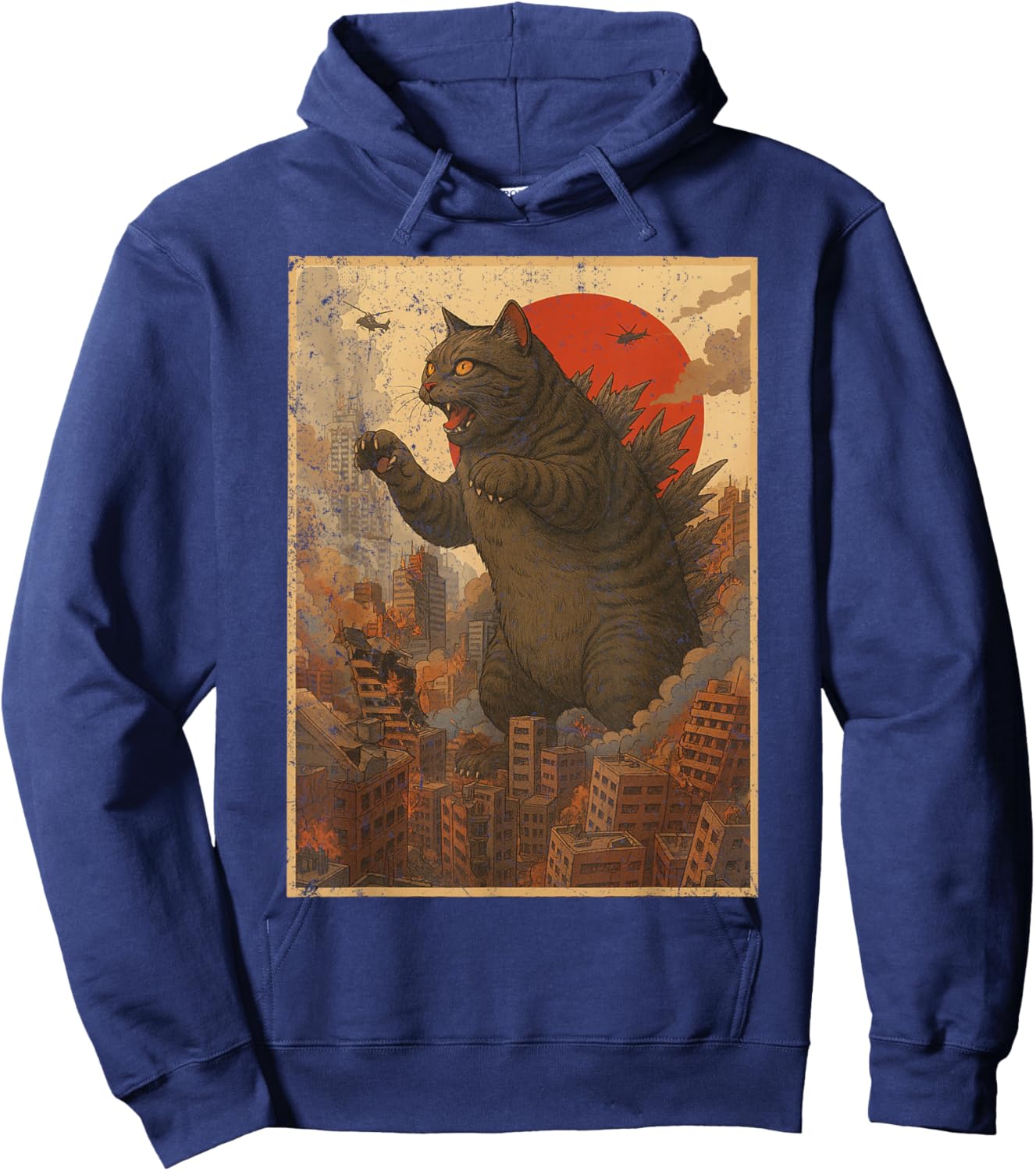 Funny Catzilla Cat Hoodie - Hoodie | Navy