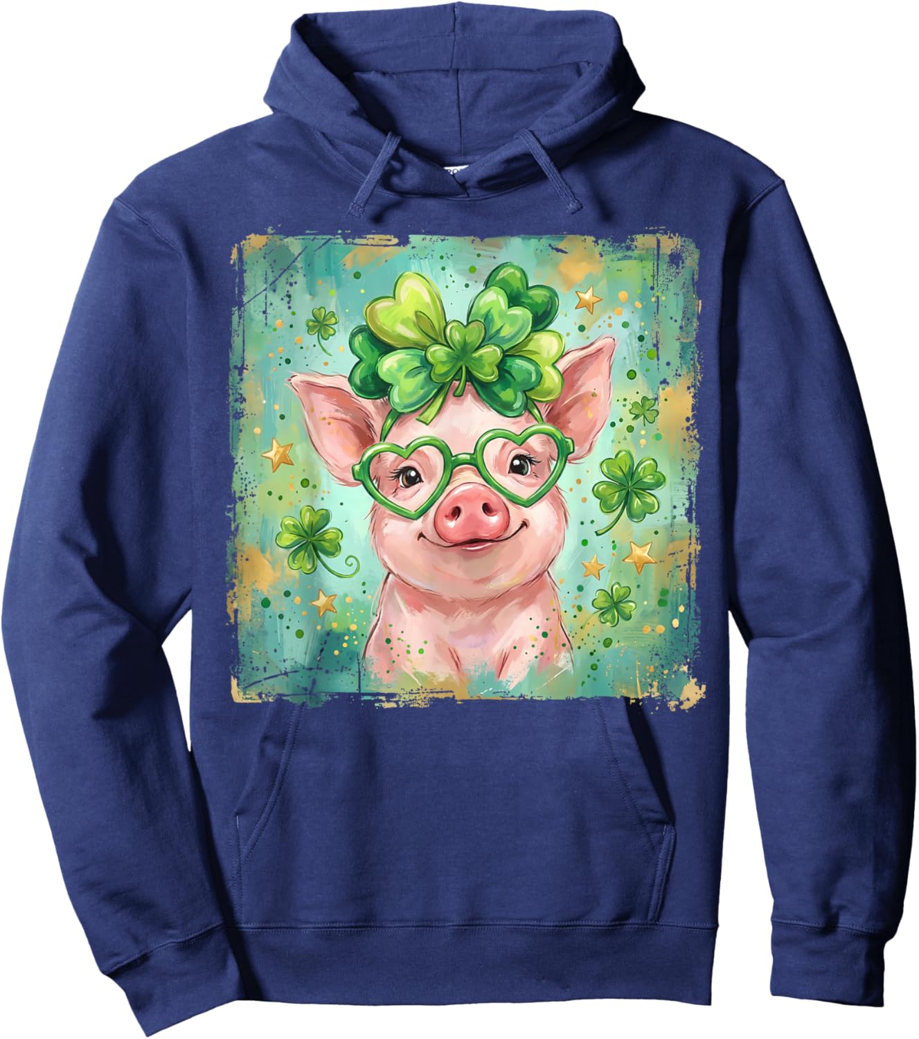 Lucky Irish Pig St. Patrick’s Day Funny Shamrock Hoodie - Hoodie | Navy