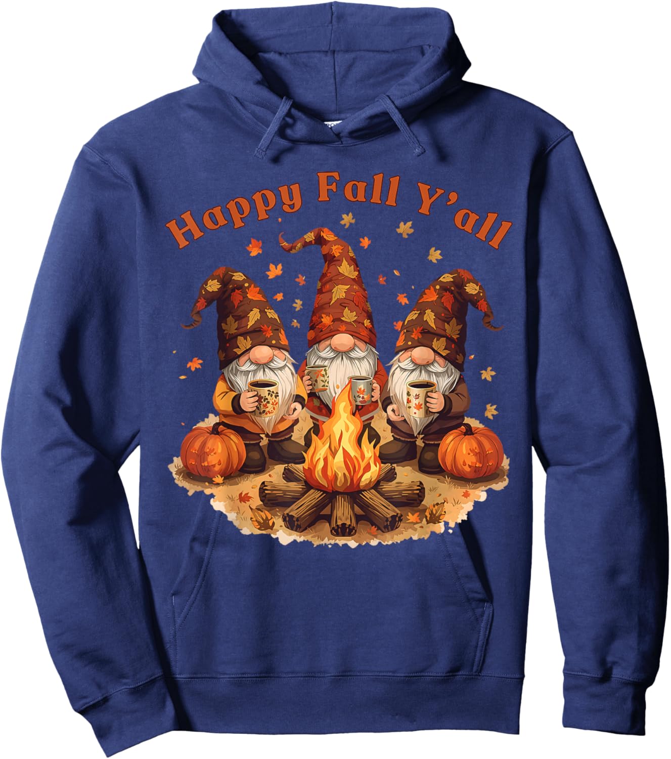 Happy Fall Y'all Gnome Pumpkin Autumn Thanksgiving Men Women Hoodie - Hoodie | Navy