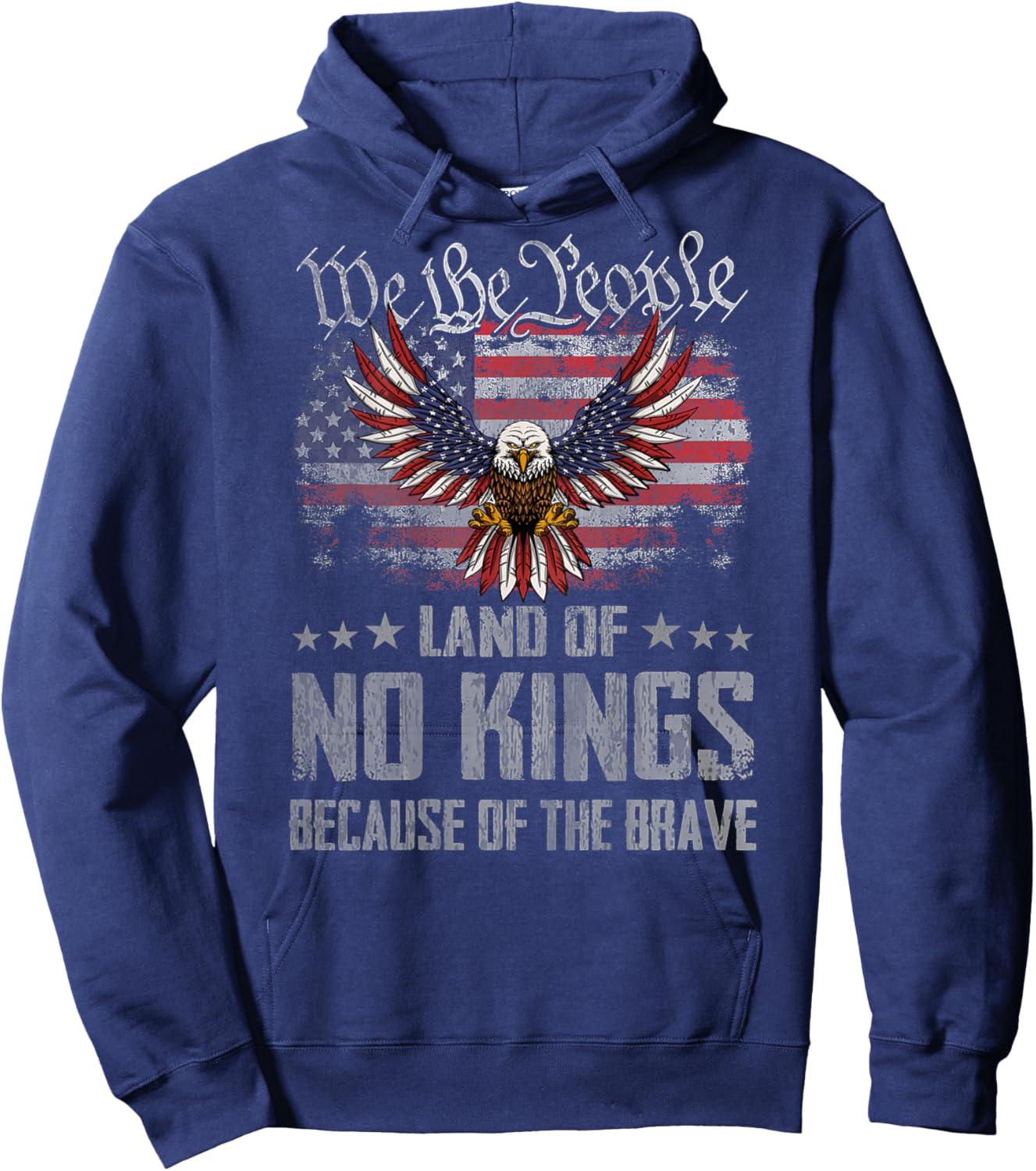 No Kings Shirt America Vintage Flag No Kings Day Hoodie - Hoodie | Navy