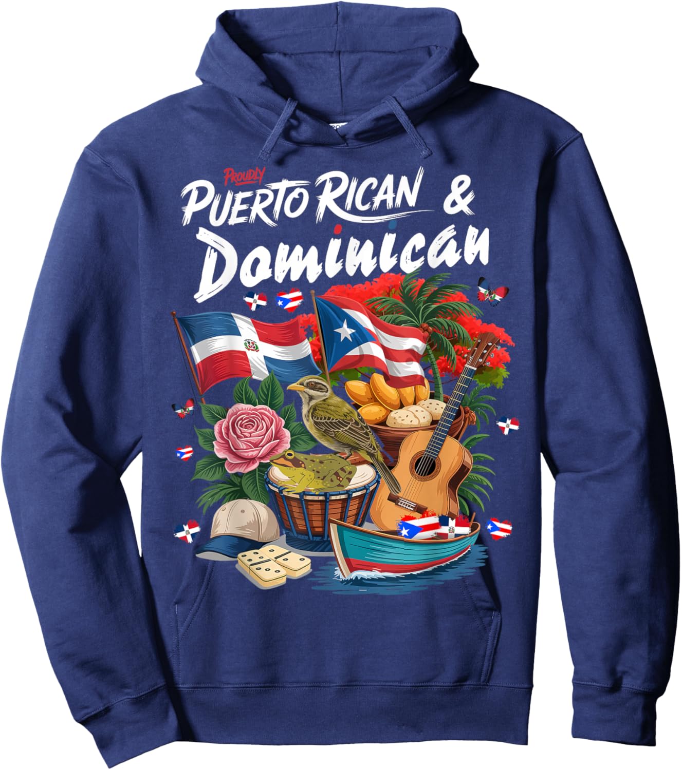 Dominican & Puerto Rican Flag Outfit Idea for Kids Dominican Hoodie - Hoodie | Navy