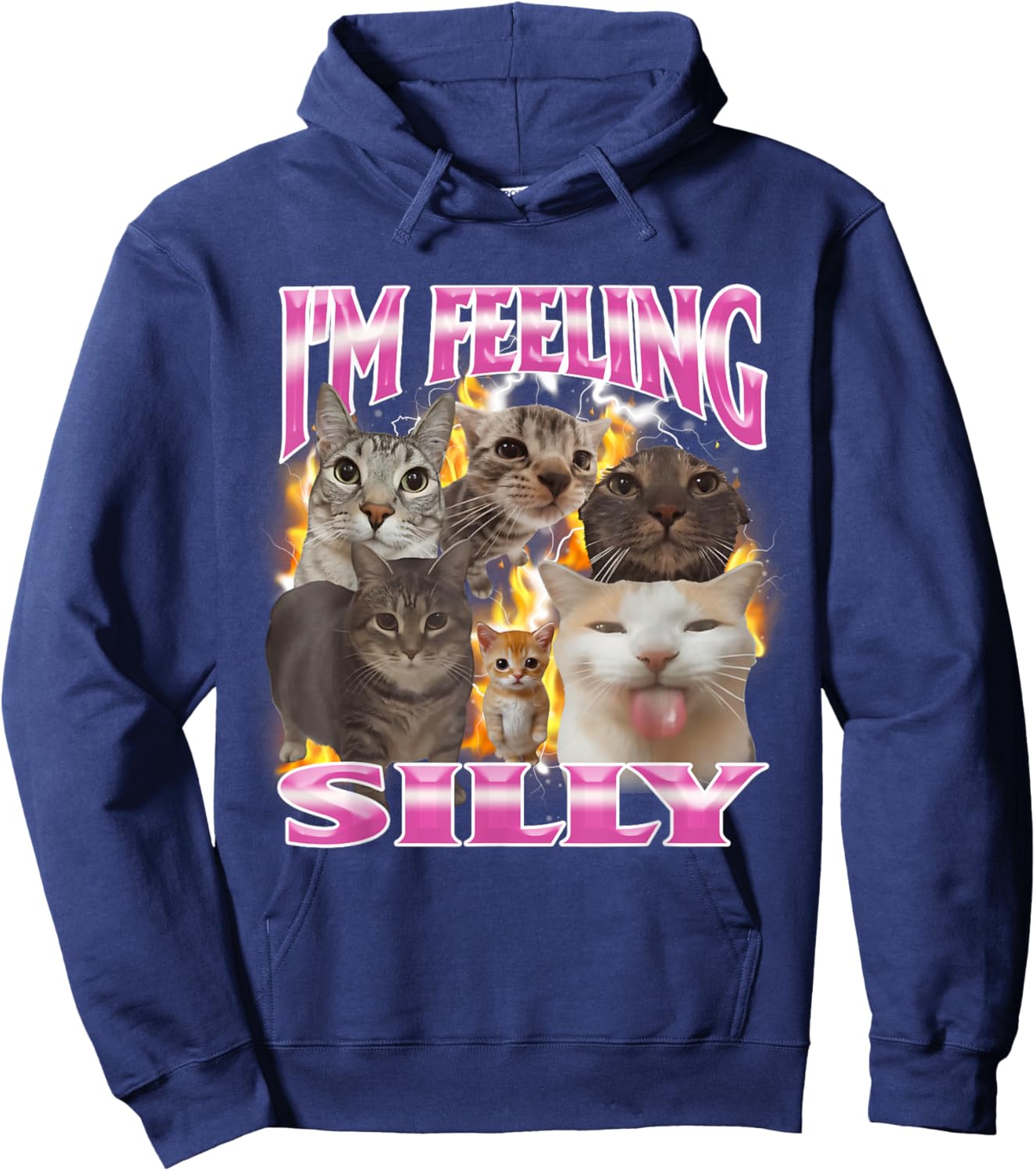 I'm Feeling Silly Funny Cat Meme Bootleg Hoodie - Hoodie | Navy