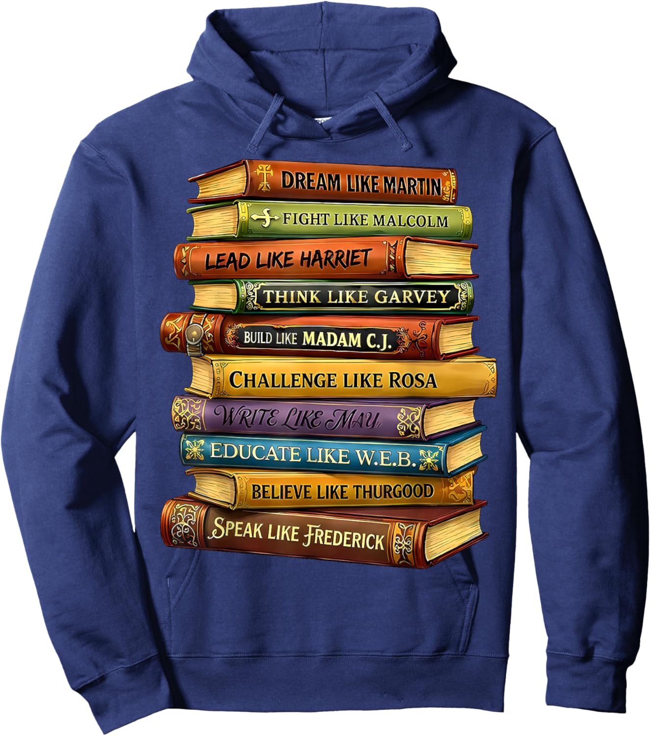 Black History Book Stack Leaders African American Pride Hoodie - Hoodie | Navy