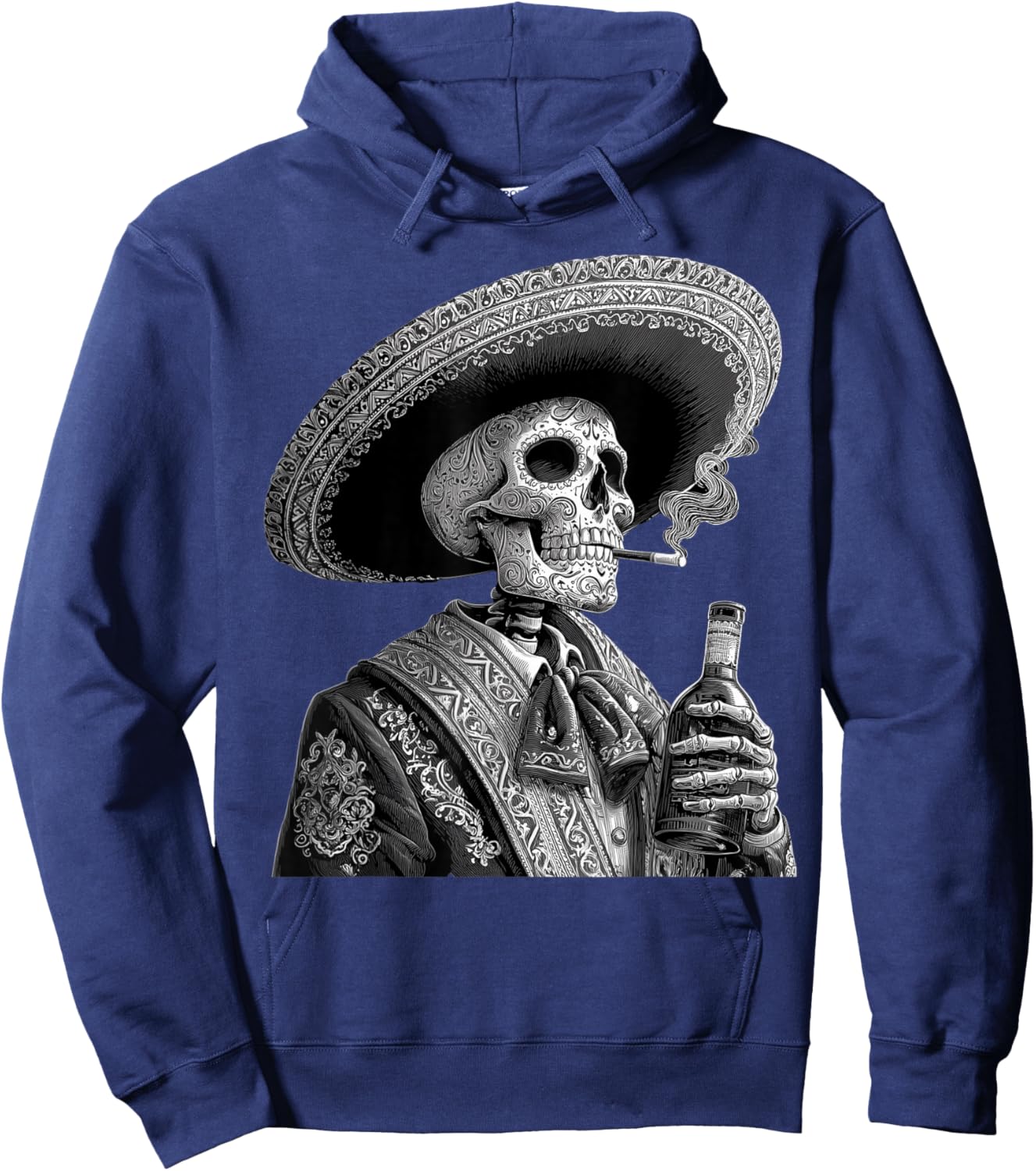 Vintage Mexican Heritage Skeleton Tequila Dia De Los Muertos Hoodie - Hoodie | Navy