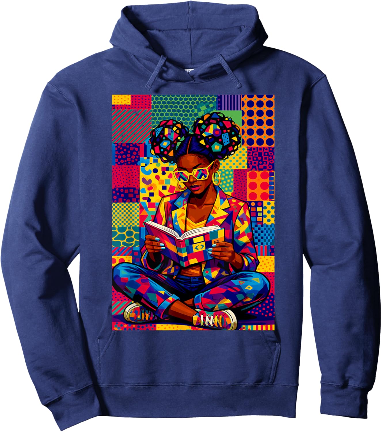Black History Month Educated Black Women Girls Reading Book Hoodie - Hoodie | Navy