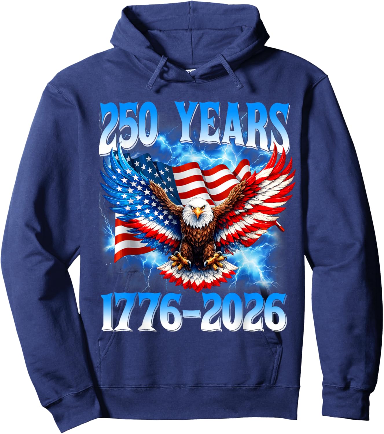 Flag Vintage 250 Years American 1776 2026 250th USA Birthday Hoodie - Hoodie | Navy