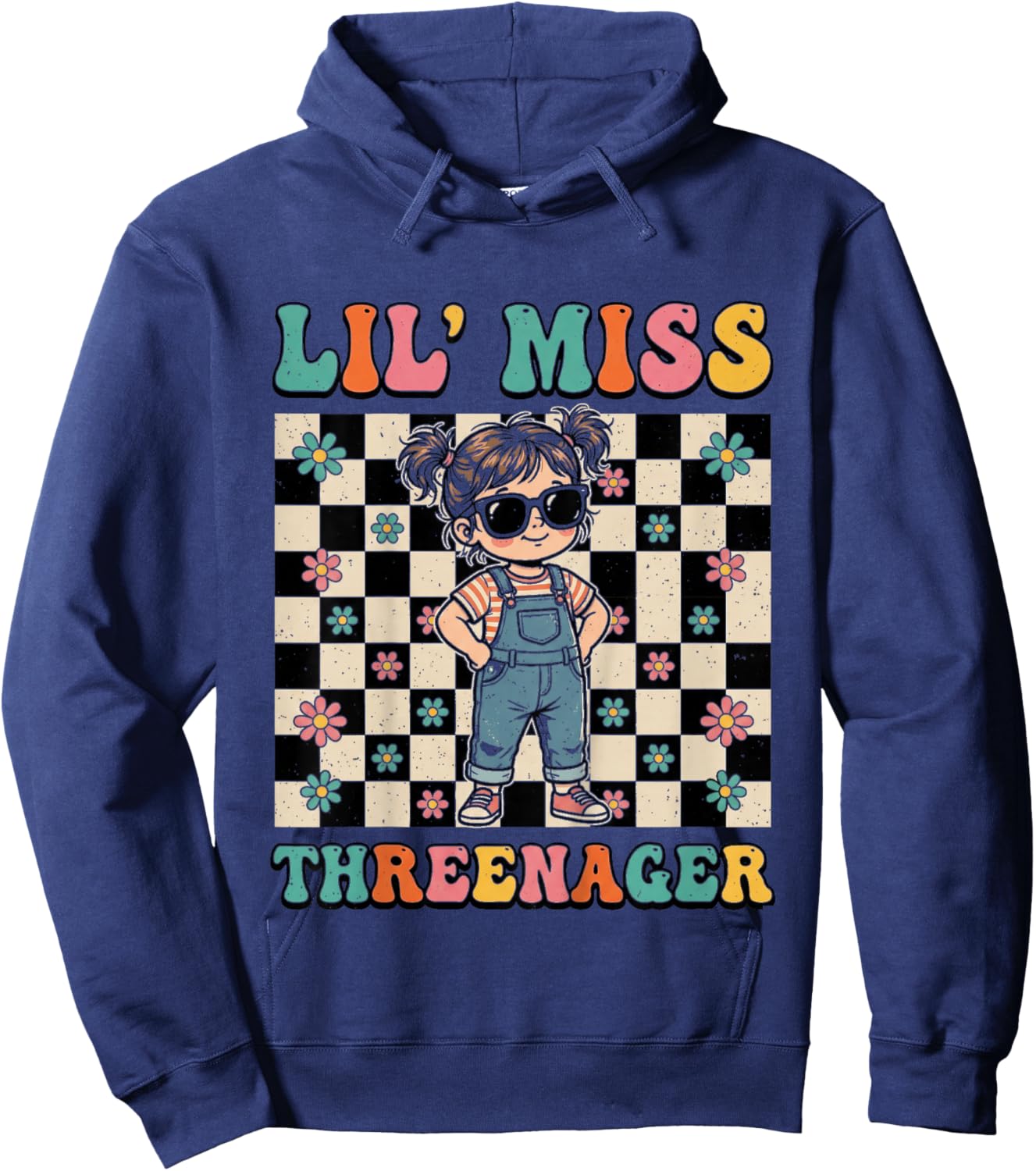3rd Birthday Girl Sassy Toddler Lil Miss Threenager Hoodie - Hoodie | Navy