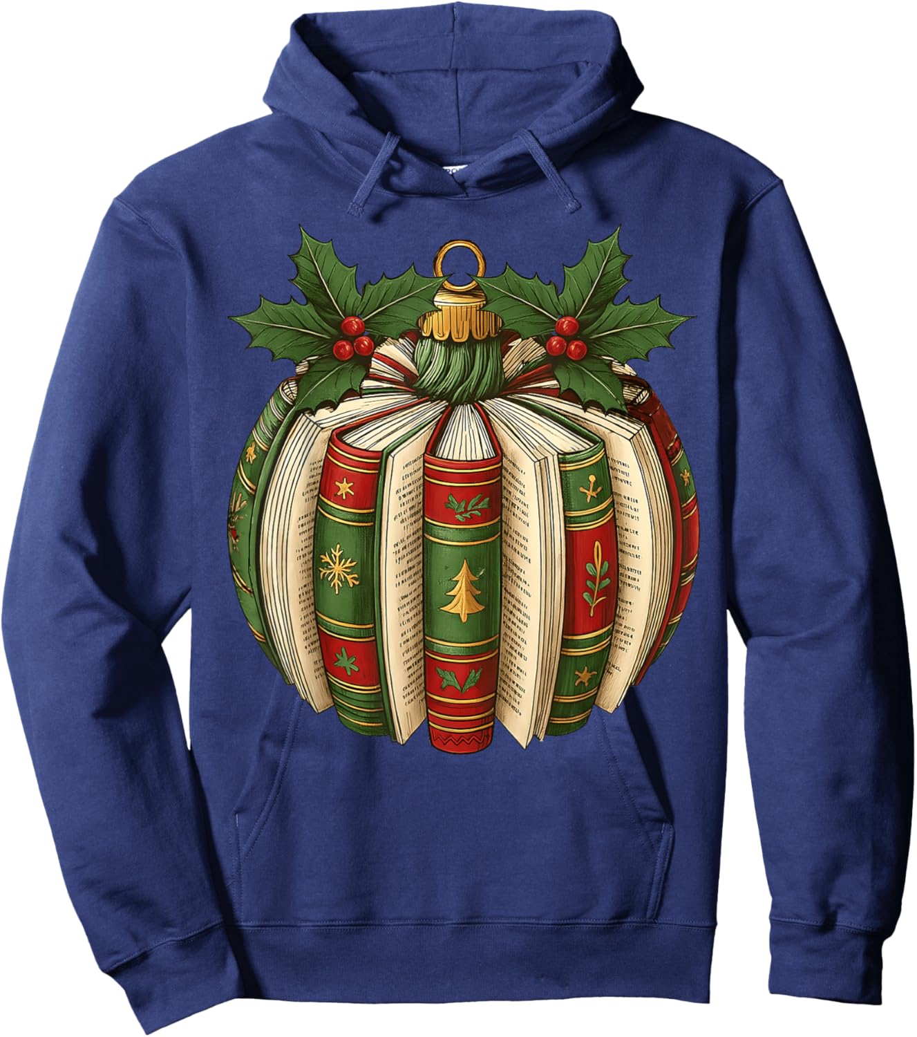 Book Ornaments Book Lover Cozy Christmas Teacher Librarian Hoodie - Hoodie | Navy