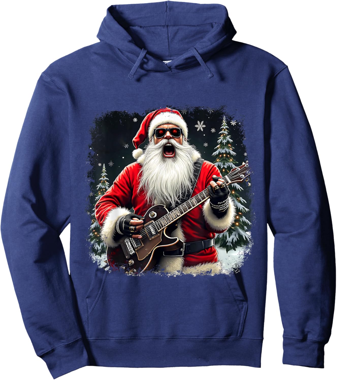 Santa Music Lovers Jingle Bell Rock Trending Christmas Hoodie - Hoodie | Navy
