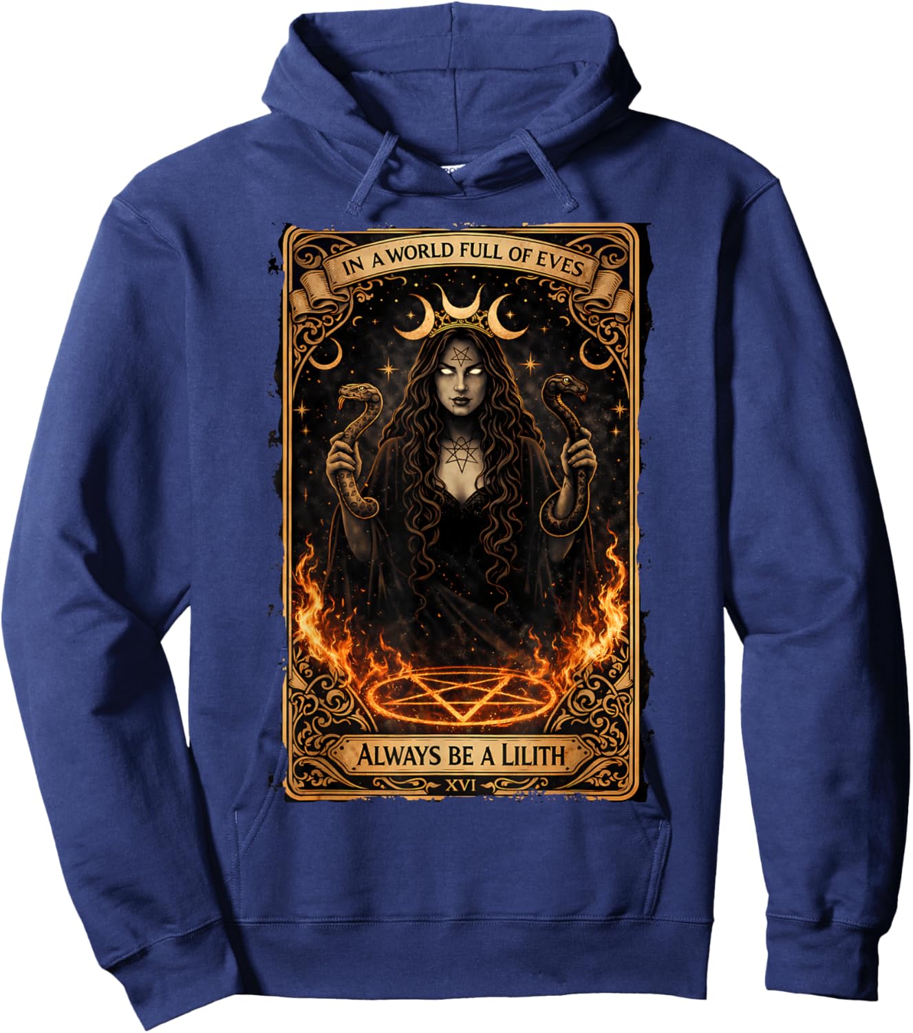 Gothic Lilith & Dark Goddess Empowerment Hoodie - Hoodie | Navy