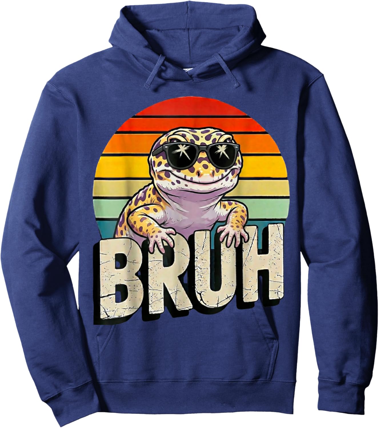 Cute Reptile Kids Boys Girls Bruh Leopard Gecko Lover Meme Hoodie - Hoodie | Navy