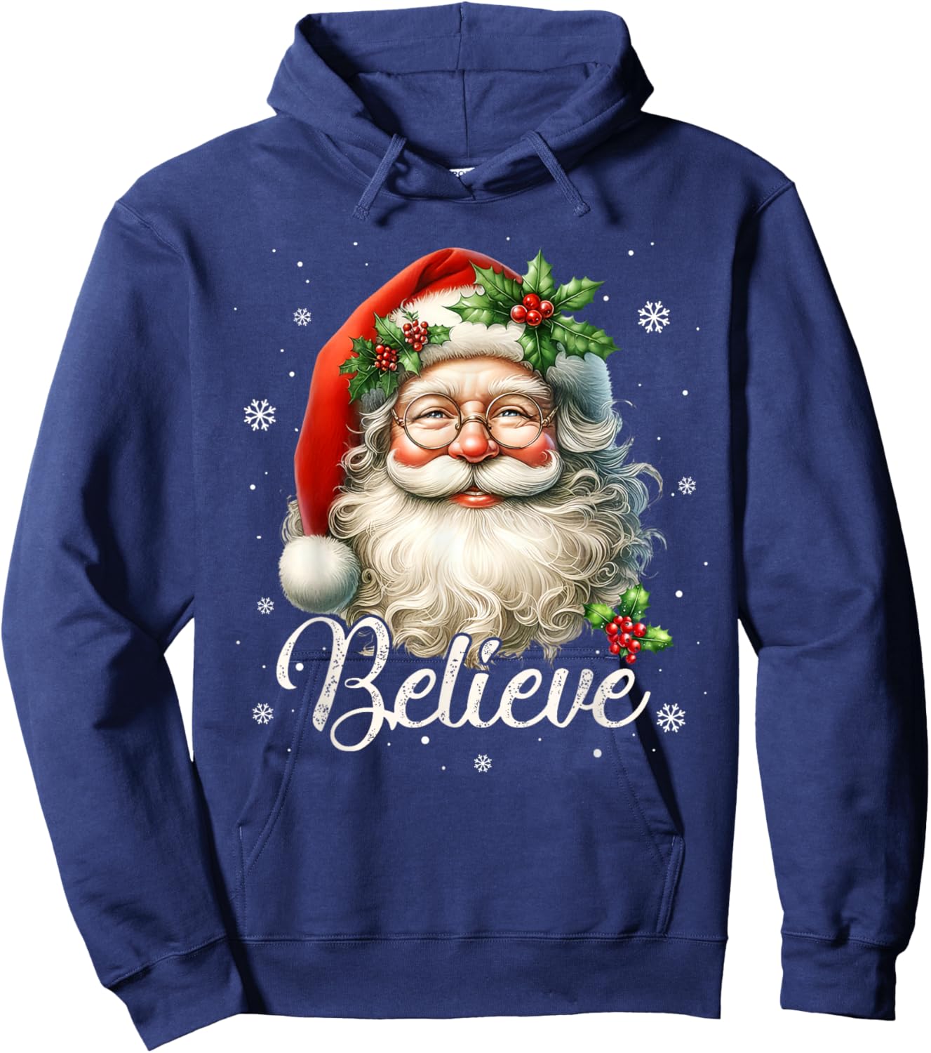 Vintage Santa Claus Believe Christmas Family Women Boys Girl Hoodie - Hoodie | Navy