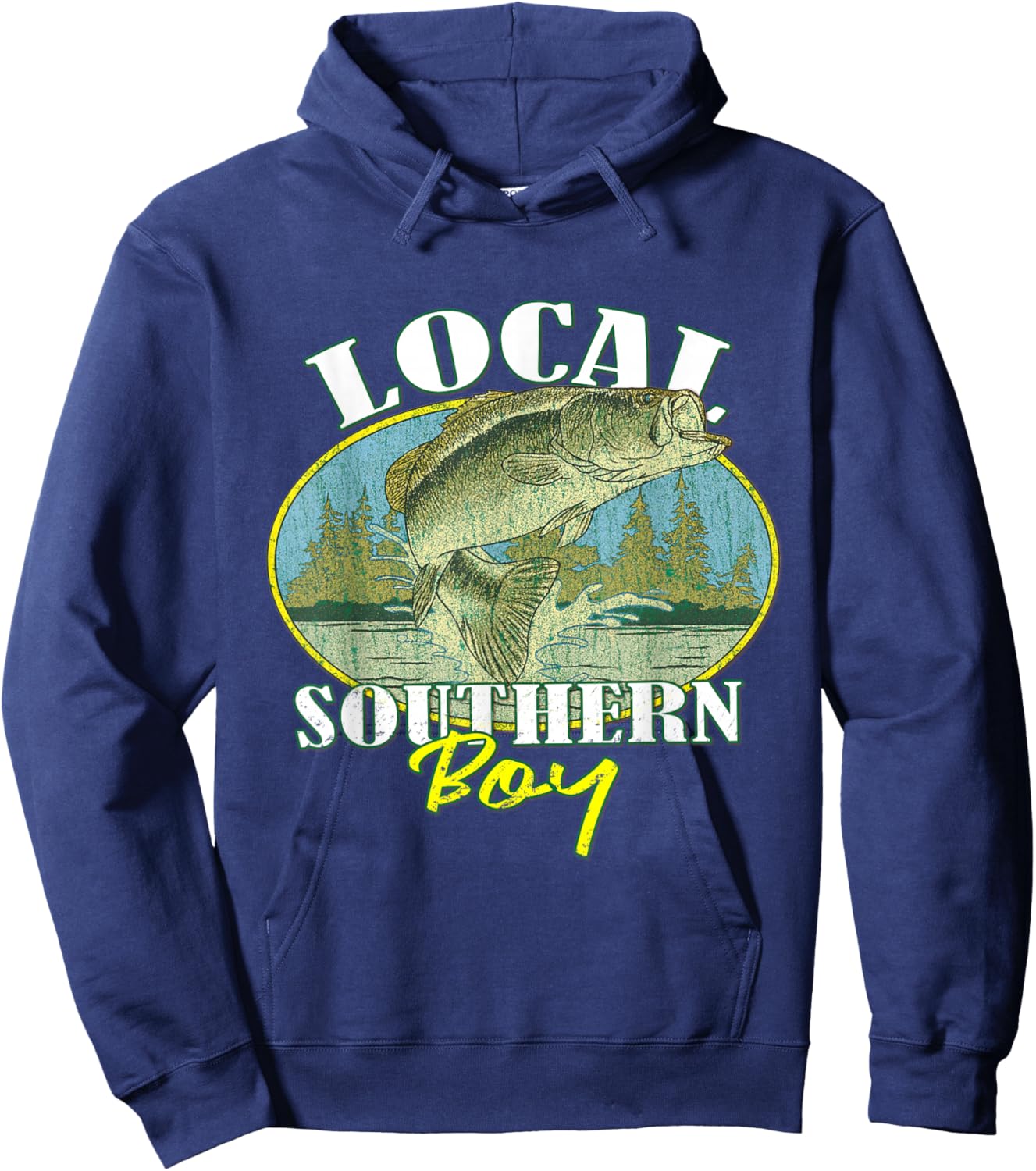 Local Southern Boy Fishing Retro Southern Outdoors Hoodie - Hoodie | Navy