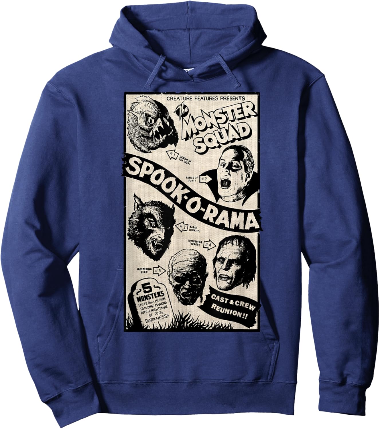 Vintage Halloween Spook-O-Rama Horror Show Monster Squad Hoodie - Hoodie | Navy