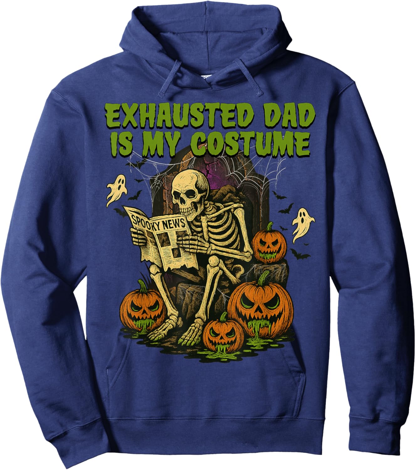 Exhausted Dad is My Costume Funny Matching Dad Halloween Hoodie - Hoodie | Navy