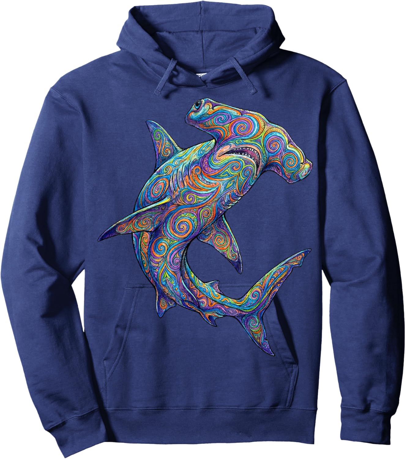 Colorful Hammerhead Shark Abstract Ocean Art Marine Life Hoodie - Hoodie | Navy