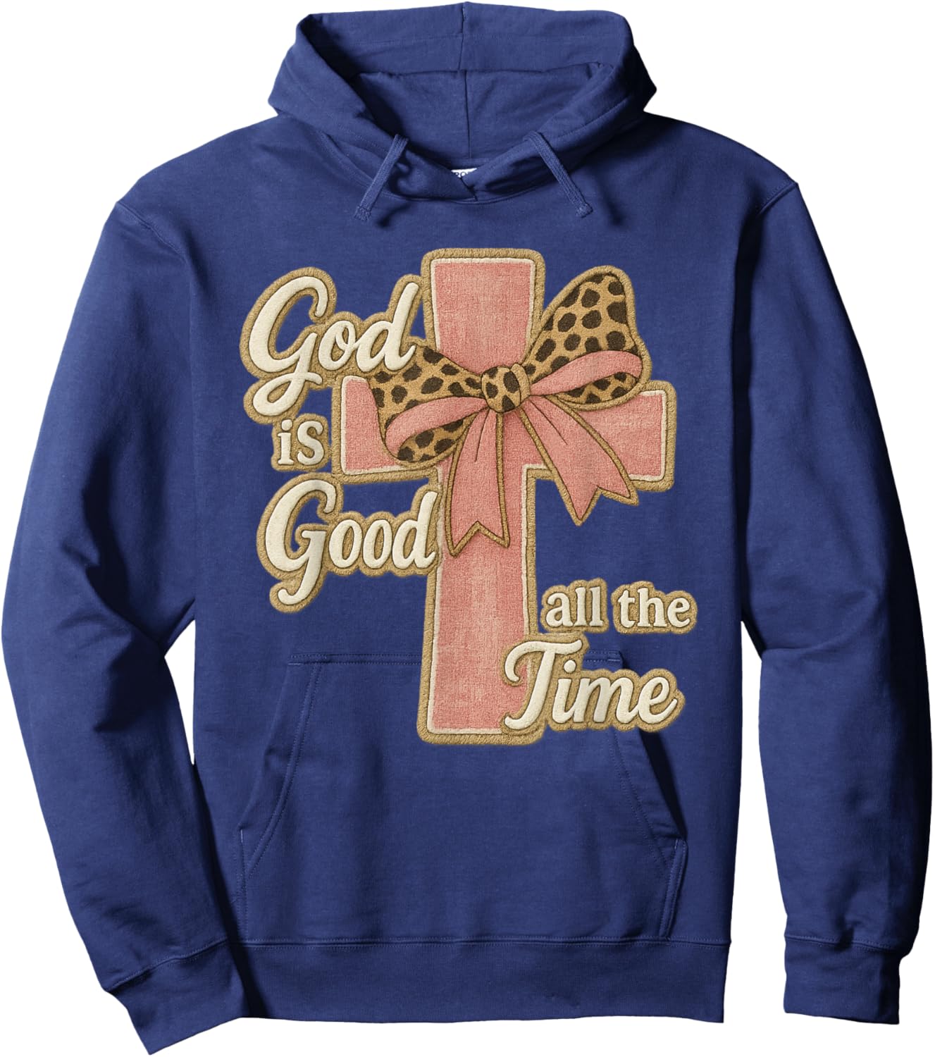 God is Good All The Time Leopard Bow Cross Christian Hoodie - Hoodie | Navy