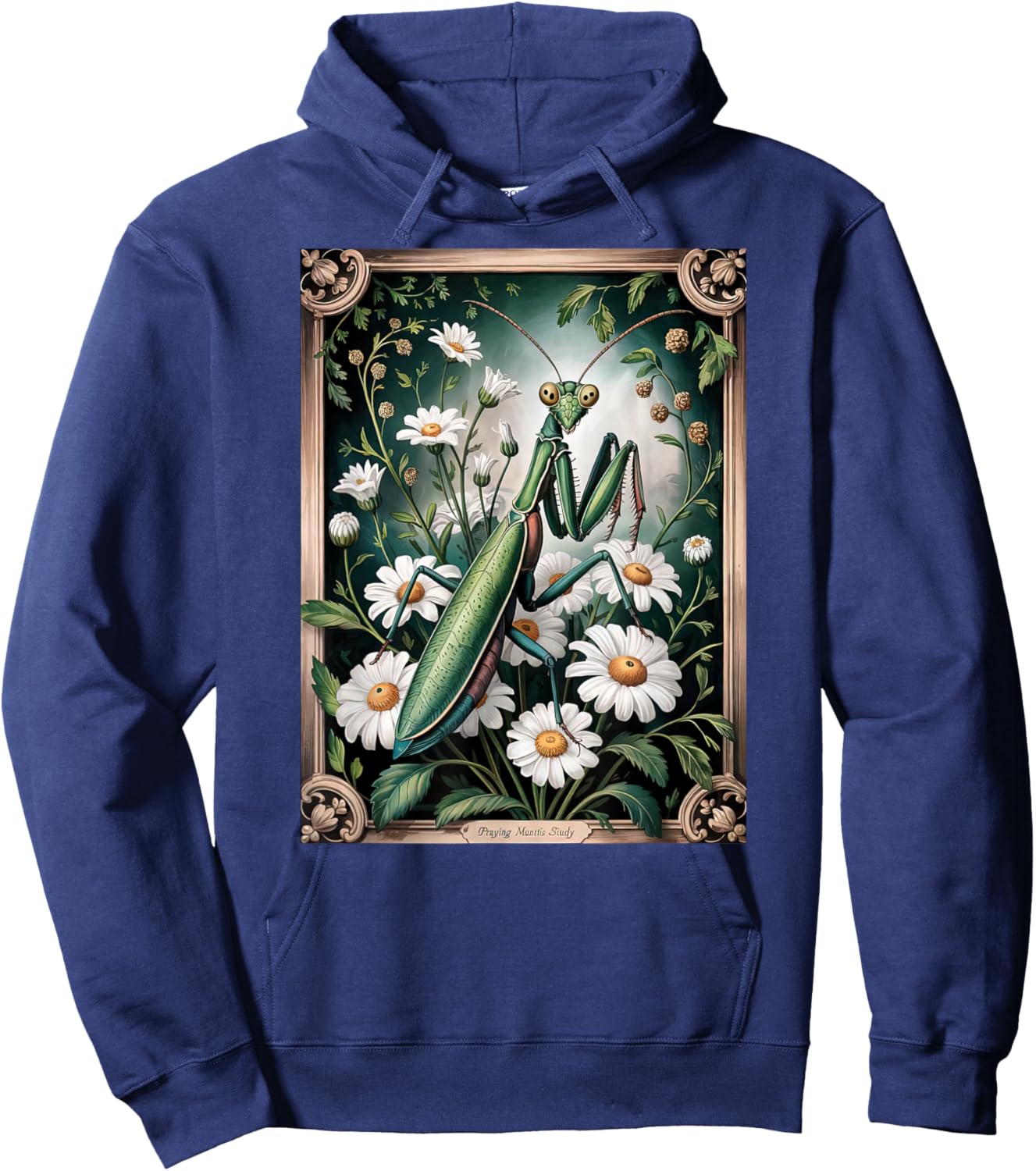 Vintage Daisy Flower Praying Mantis Nature Insect Gardening Hoodie - Hoodie | Navy
