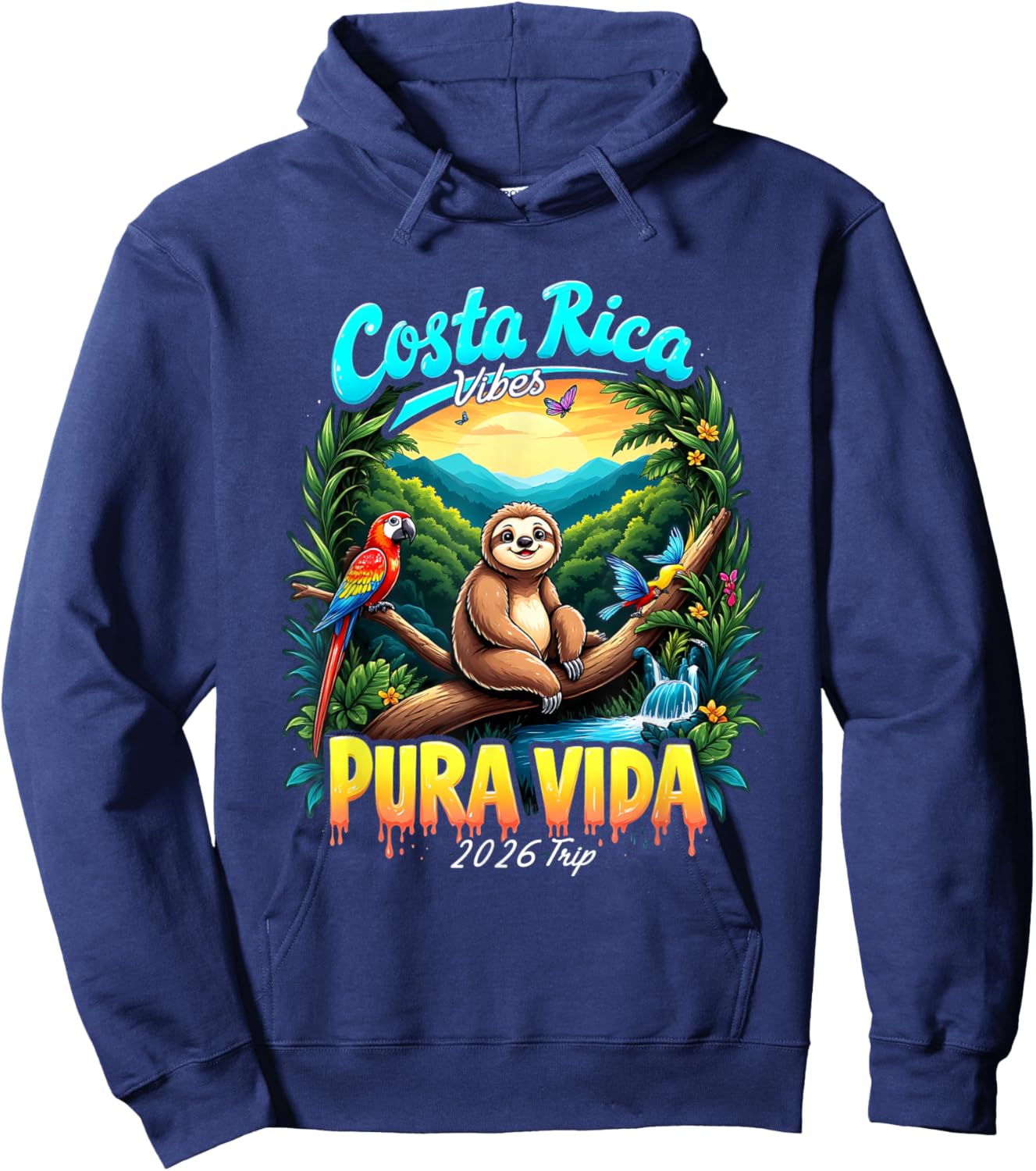 Costa Rica Souvenir 2026 Central America Pura Vida Travel Hoodie - Hoodie | Navy