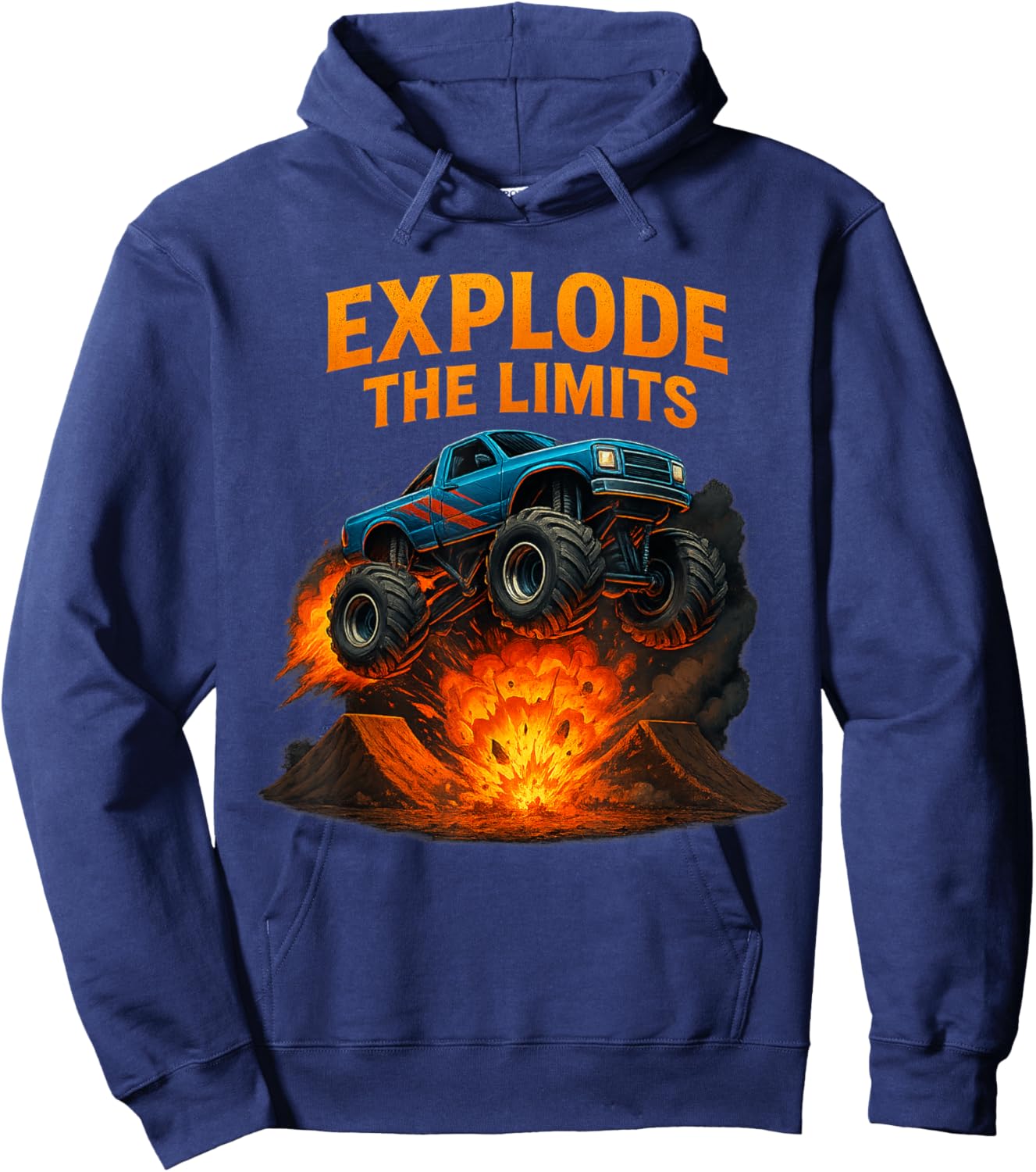 Monster Truck Shirt - Explosion Jumps Ramp Men Boys Hoodie - Hoodie | Navy