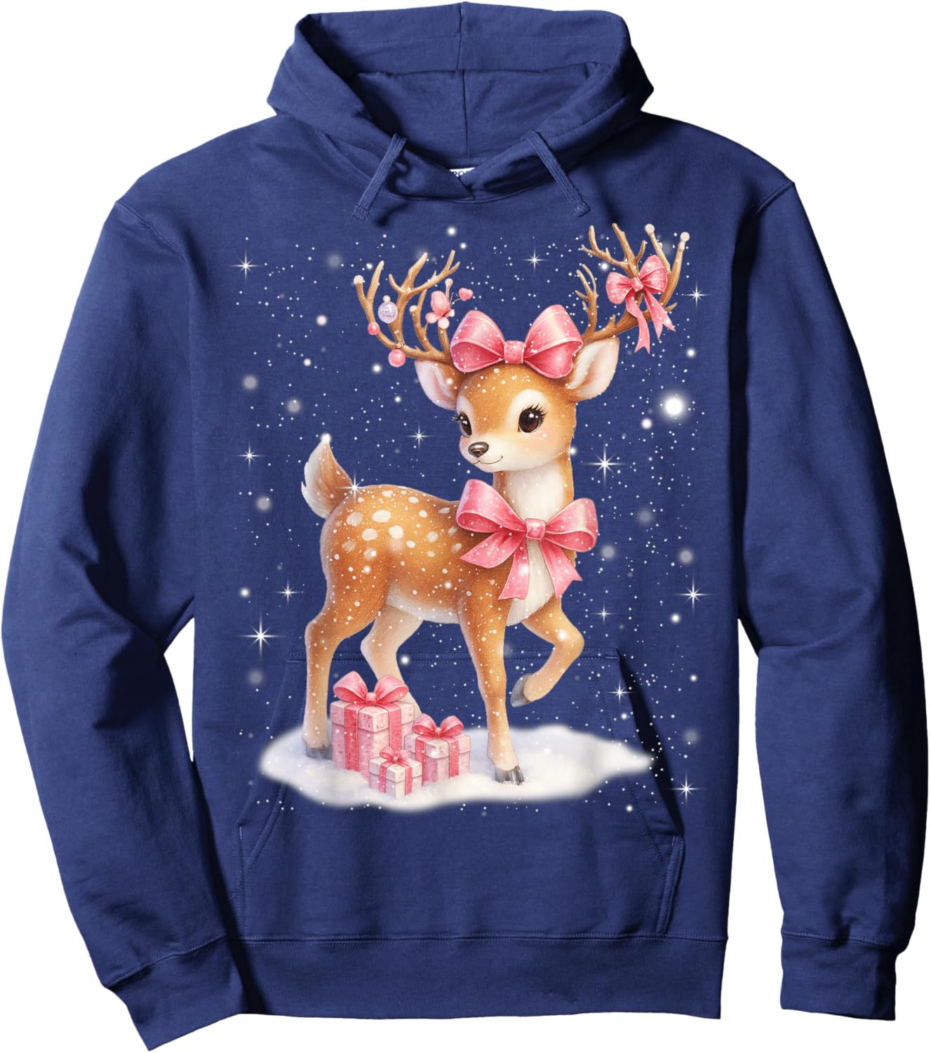 Cute Rudolph Pink Coquette Pajamas Christmas Xmas Girl Women Hoodie - Hoodie | Navy