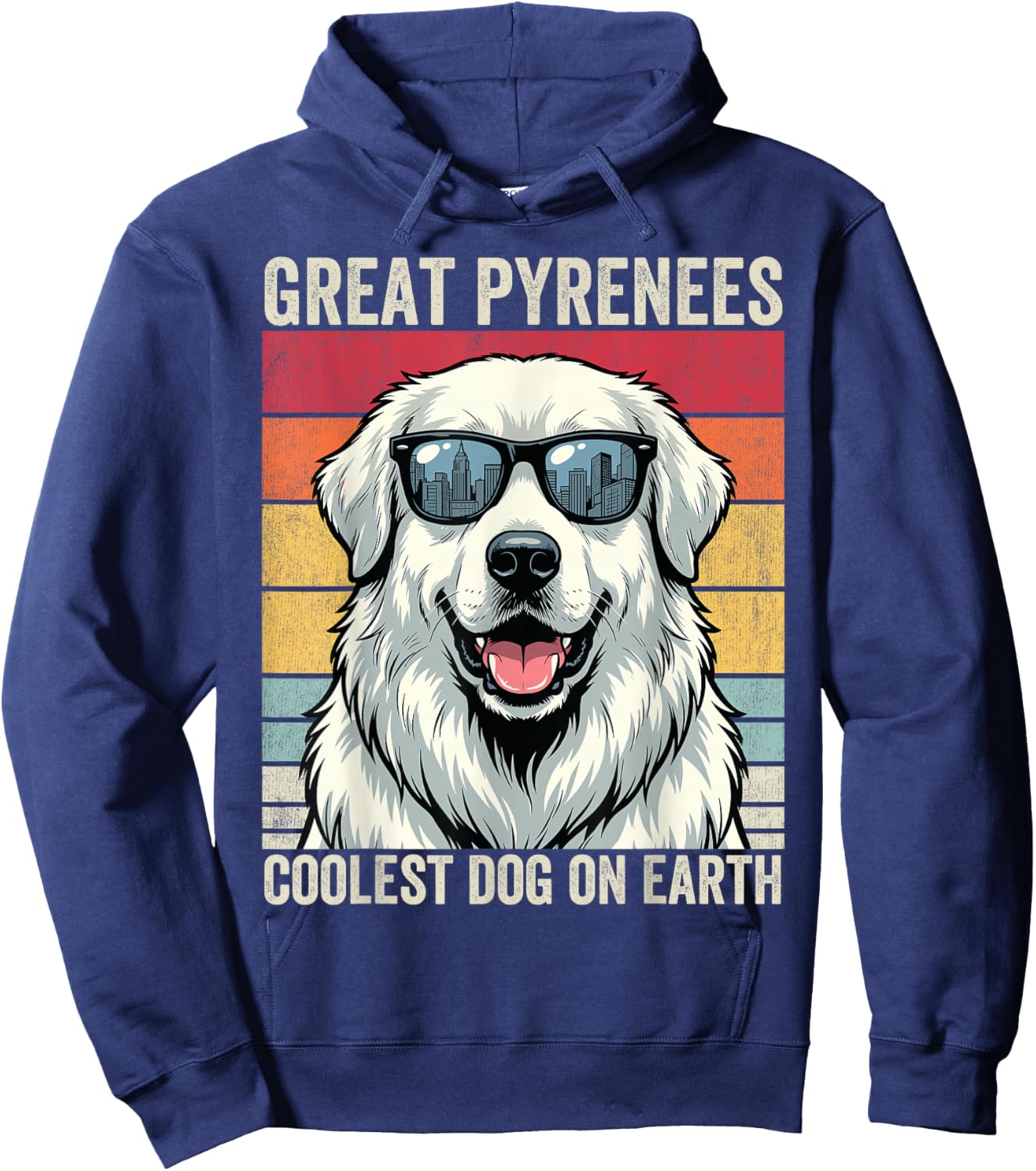 Great Pyrenees Dog with Sunglasses, Great Pyrenees Hoodie - Hoodie | Navy