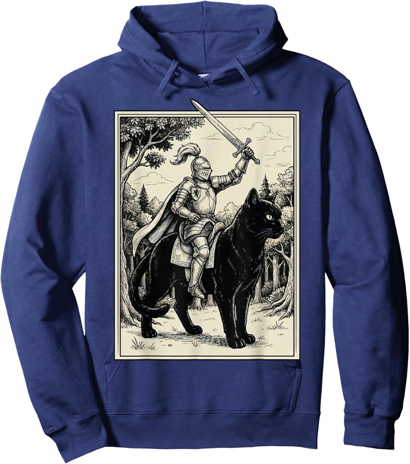 Knight Riding Cat Hoodie - Hoodie | Navy