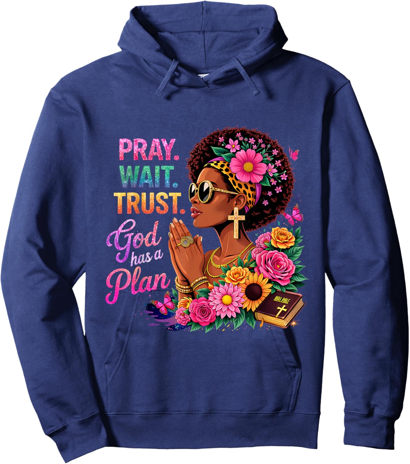 Faith Black Women African Melanin Queen God Christian Hoodie - Hoodie | Navy