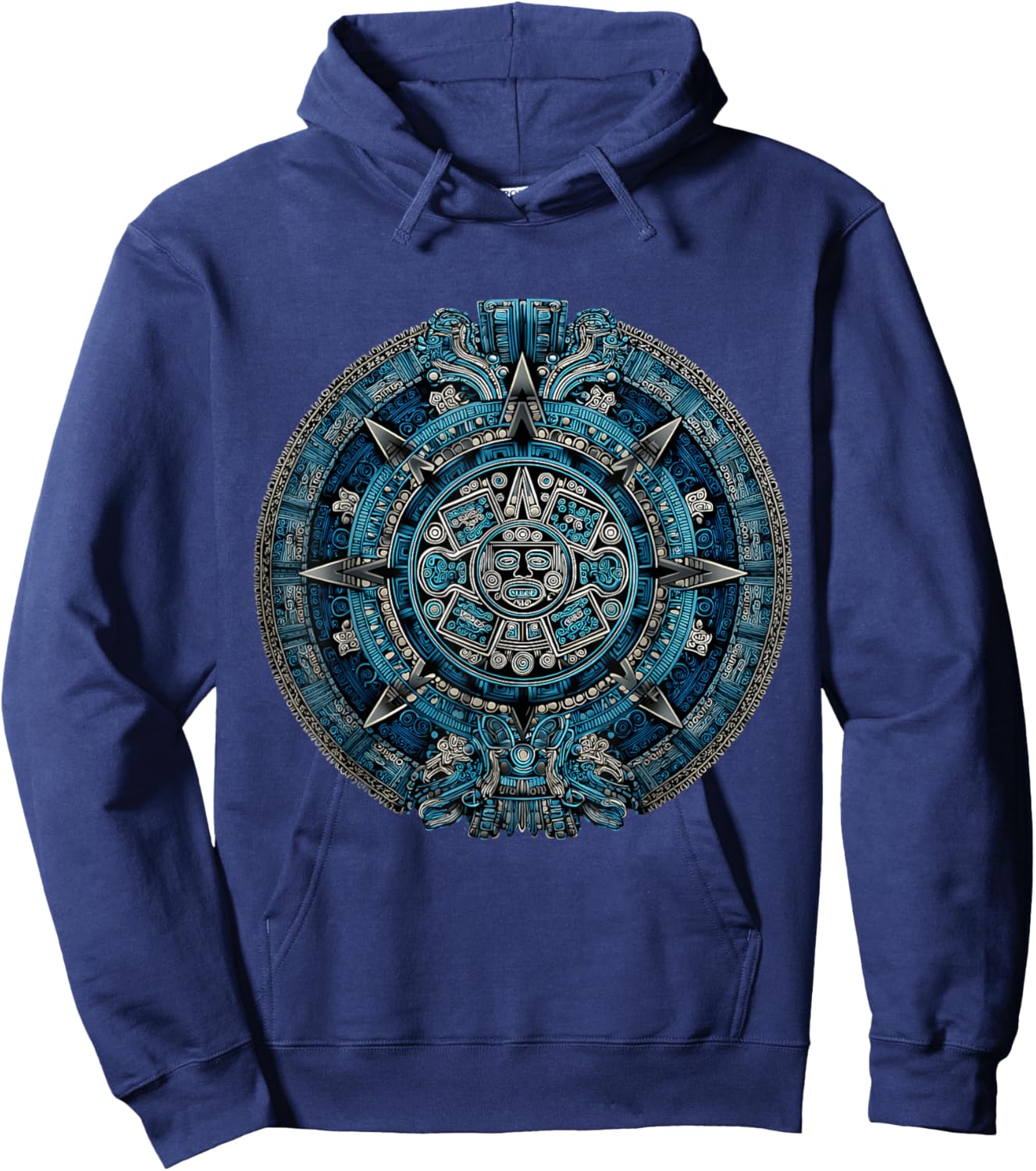 Ancient Mayan Calendar Maya Aztec Mexican Sun Stone Azteca Hoodie - Hoodie | Navy
